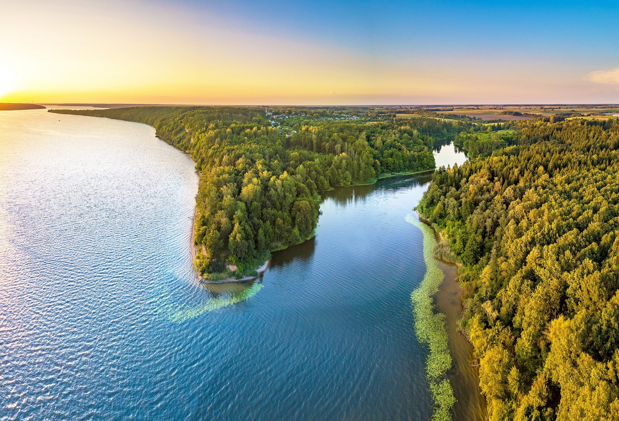 outdoors, tranquility, forest, sky, travel destinations, environment, trees, travel, aerial view, panorama, 1080P, water, pine, non-urban scene, sea, land, HD Wallpaper