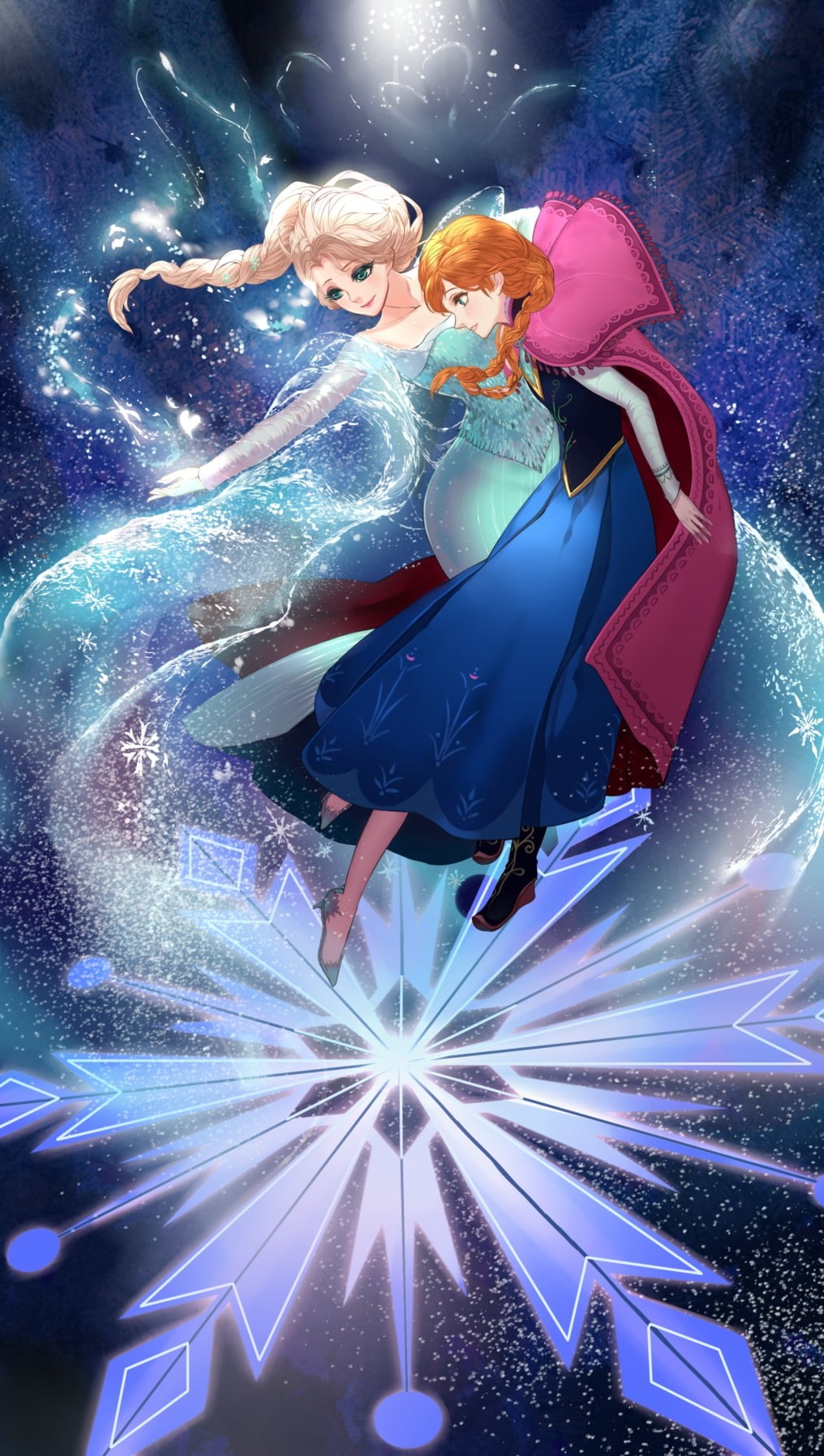 females, emotion, full length, young adult, cartoon, Princess Elsa, beautiful people, event, nature, women, happiness, Frozen (movie), 720P, fan art, night, Phone HD Wallpaper