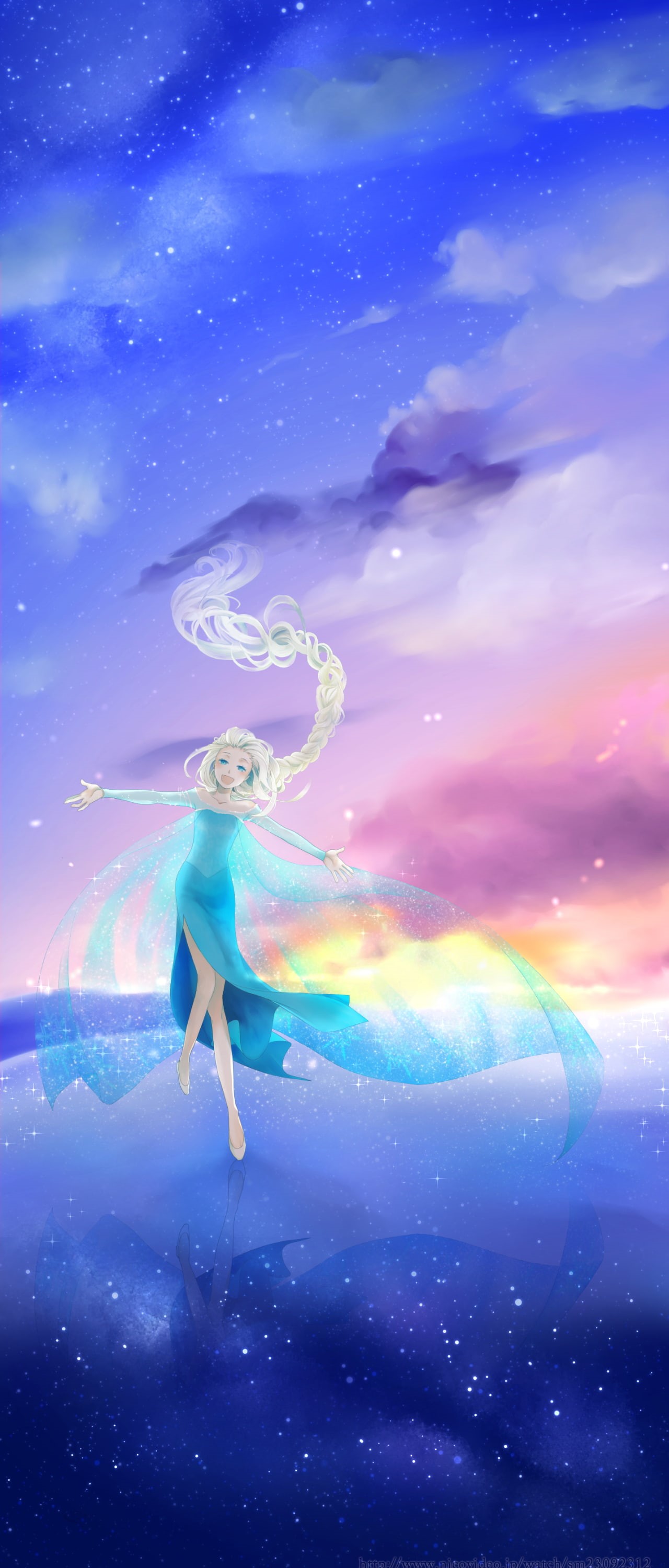 full length, fantasy, blue, fan art, limb, 2K, digital composite, dreamlike, young adult, clothing, water, cloud - sky, human limb, dancing, beautiful woman, Phone HD Wallpaper