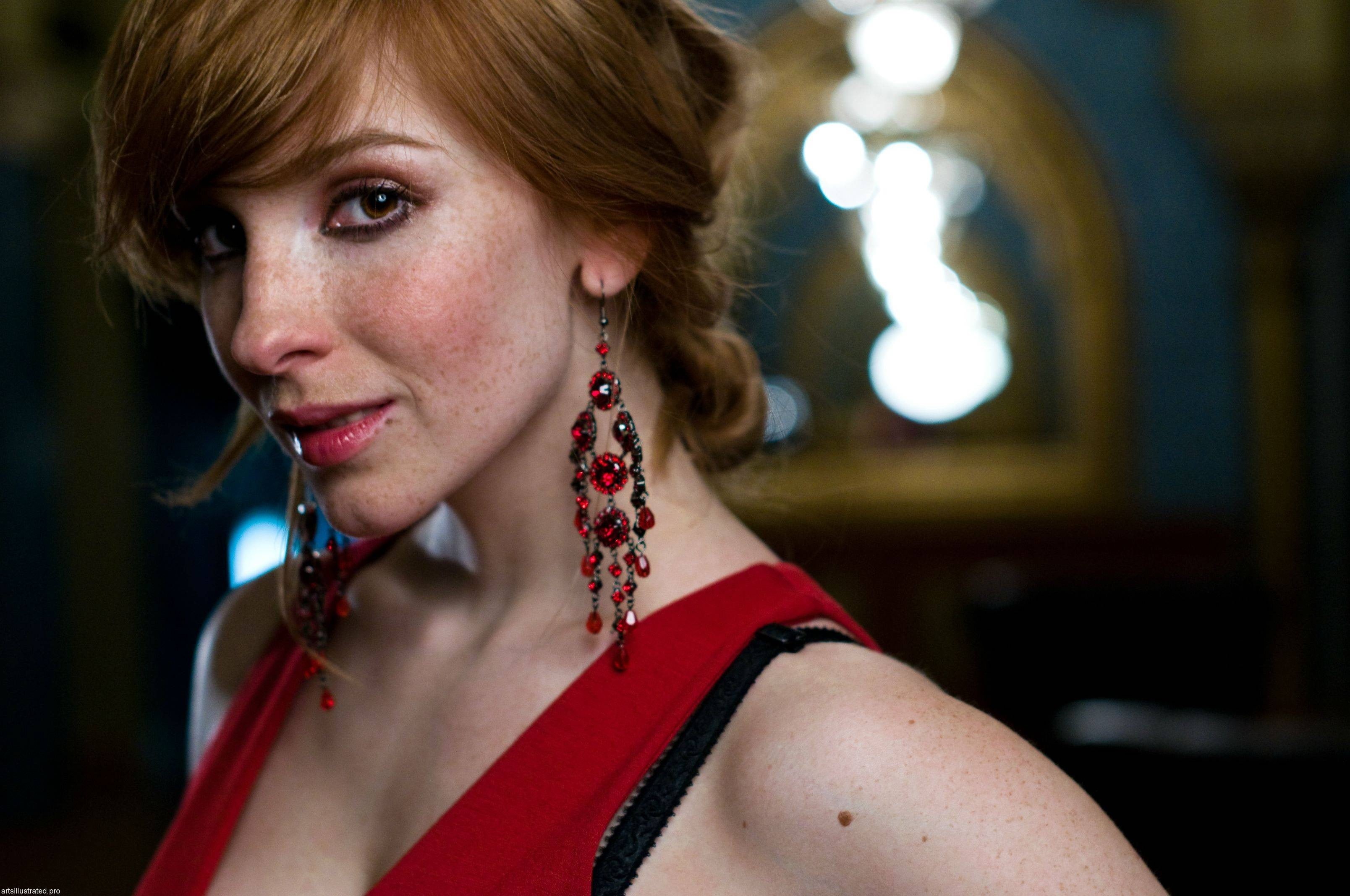 women, close-up, adult, 2K, red, young adult, redhead, hairstyle, s, Vica Kerekes, red dress, long hair, brown eyes, actress, earrings, one person, portrait, HD Wallpaper