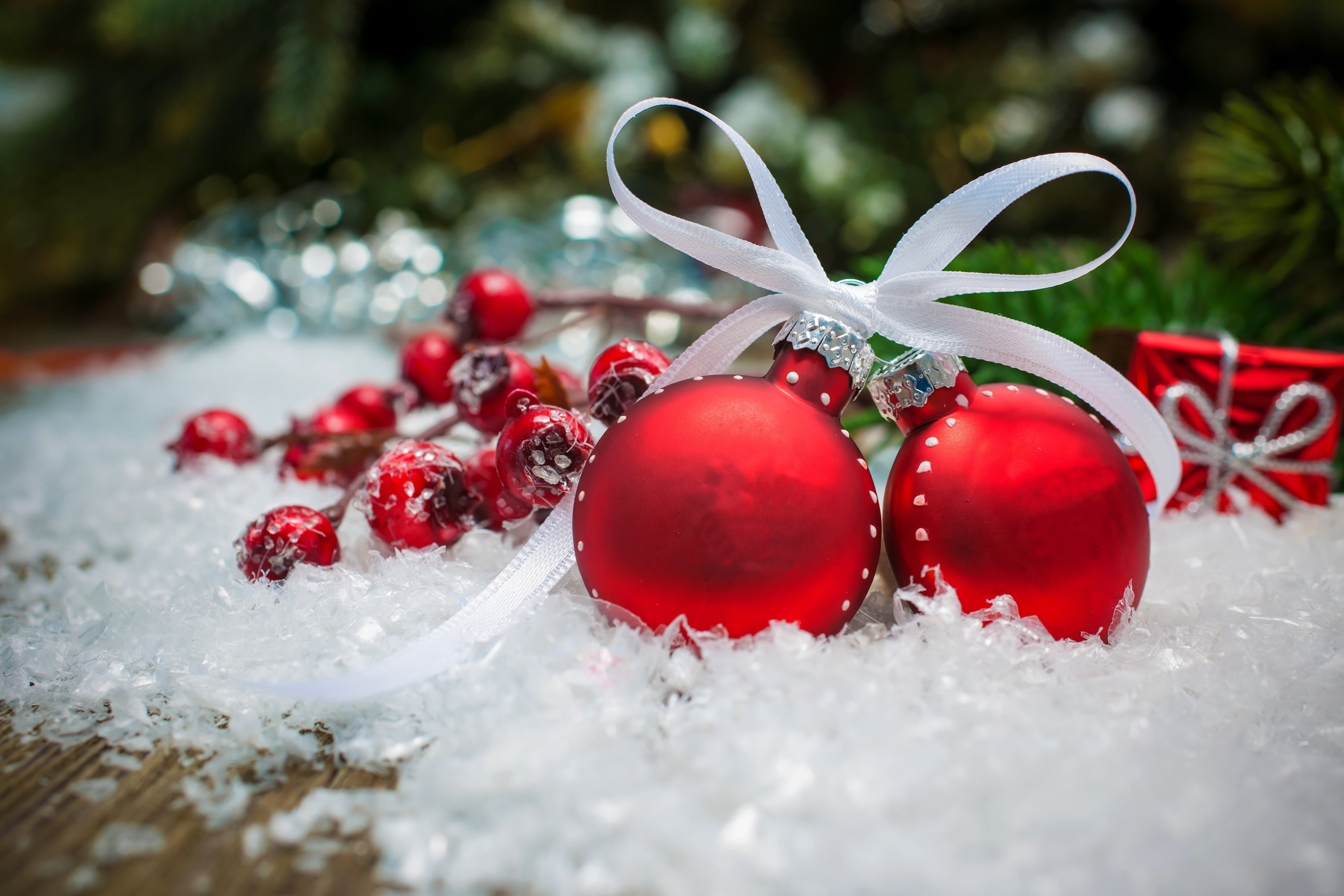 winter, healthy eating, year, sphere, Happy New Year, nature, decoration, season, lovely, no People, balls, rowanberry, ornate, fir Tree, christmas Decoration, HD Wallpaper
