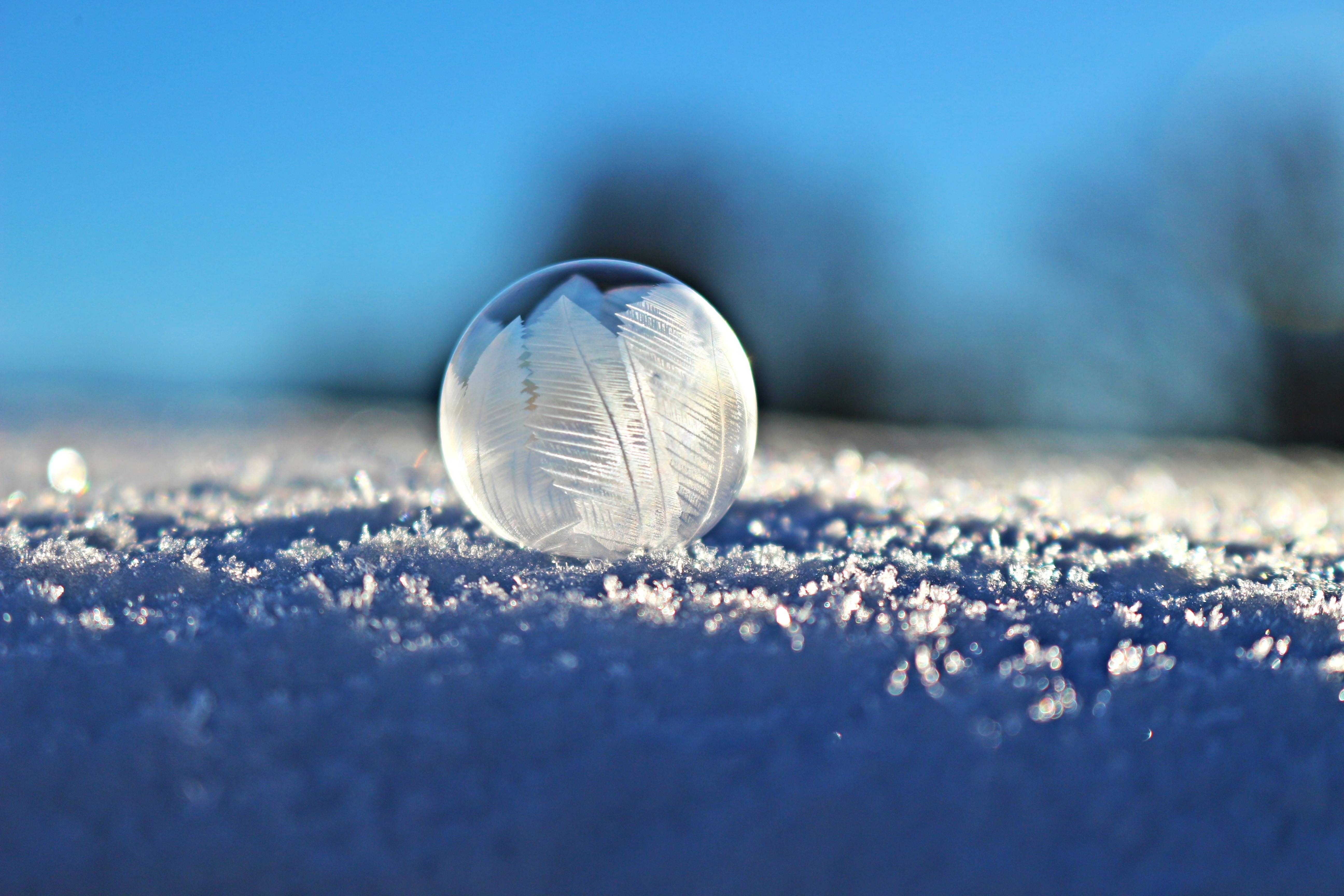 5K, snow, soap, winter, bubble, eiskristalle, frozen, HD Wallpaper