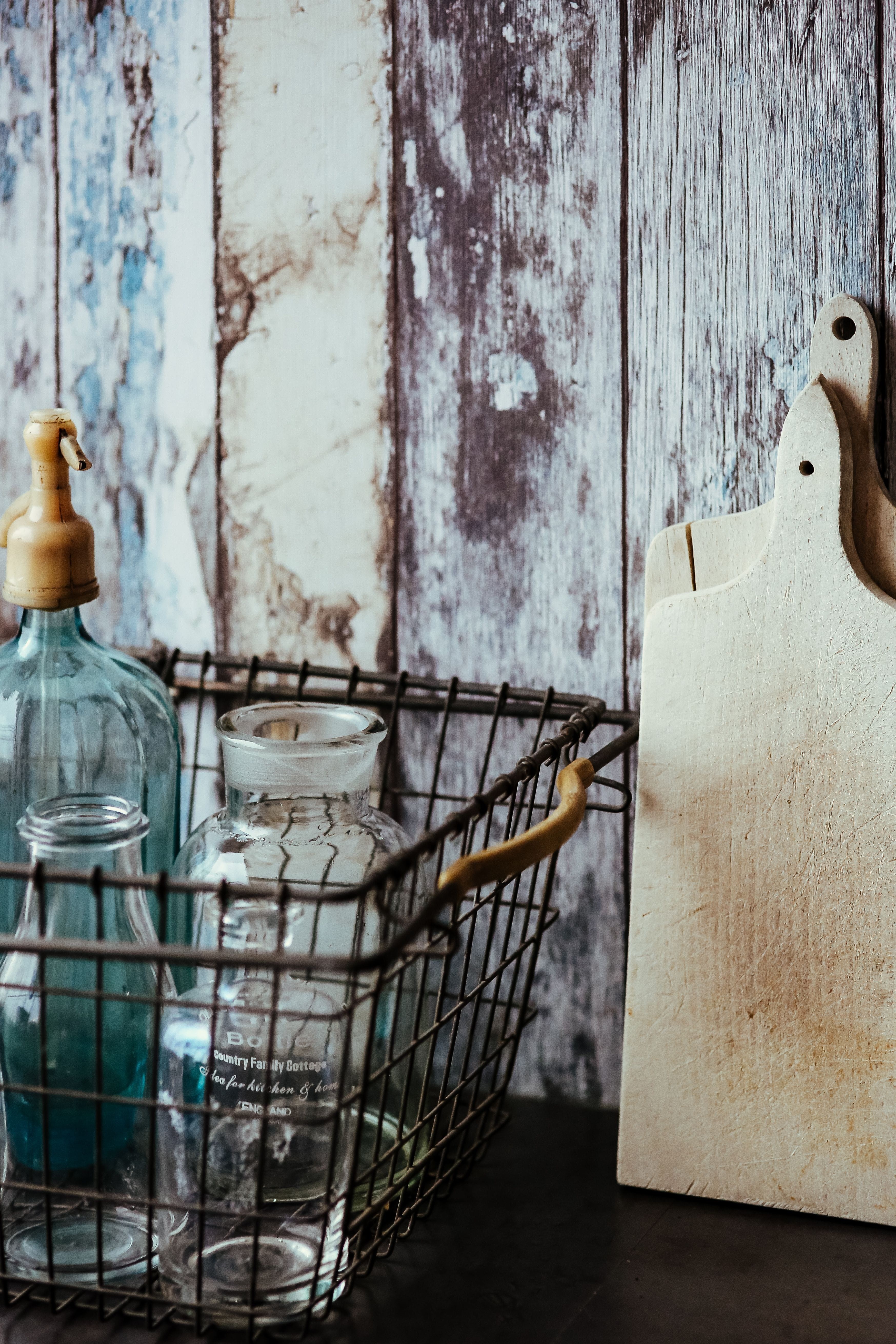 bottles, wall - building feature, no people, 5K, vintage, food and drink, basket, wood - Material, Collection, indoors, day, household equipment, mesh, Phone HD Wallpaper