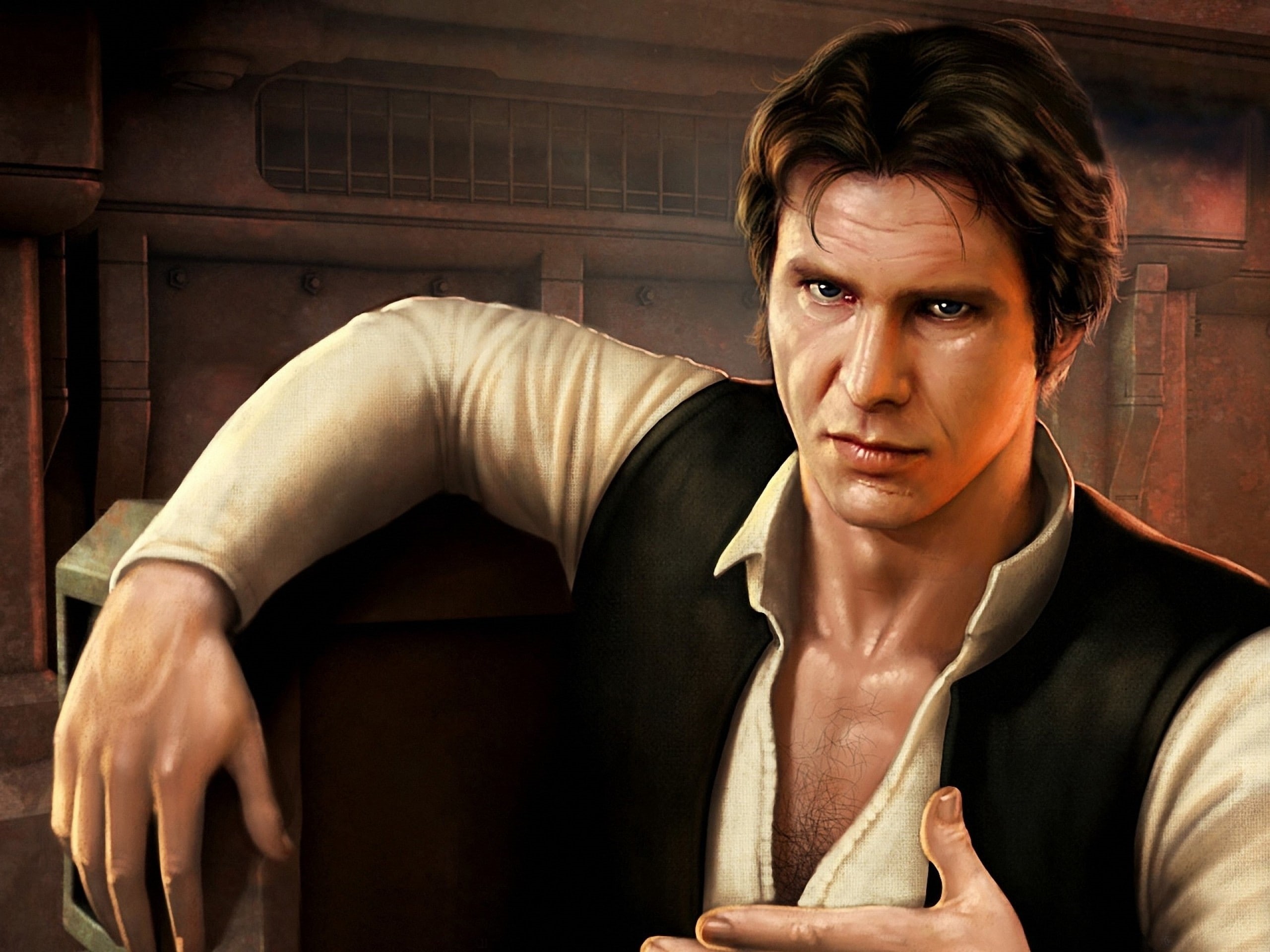 Star Wars, Harrison Ford, Han Solo, 2K, artwork, fan art, HD Wallpaper