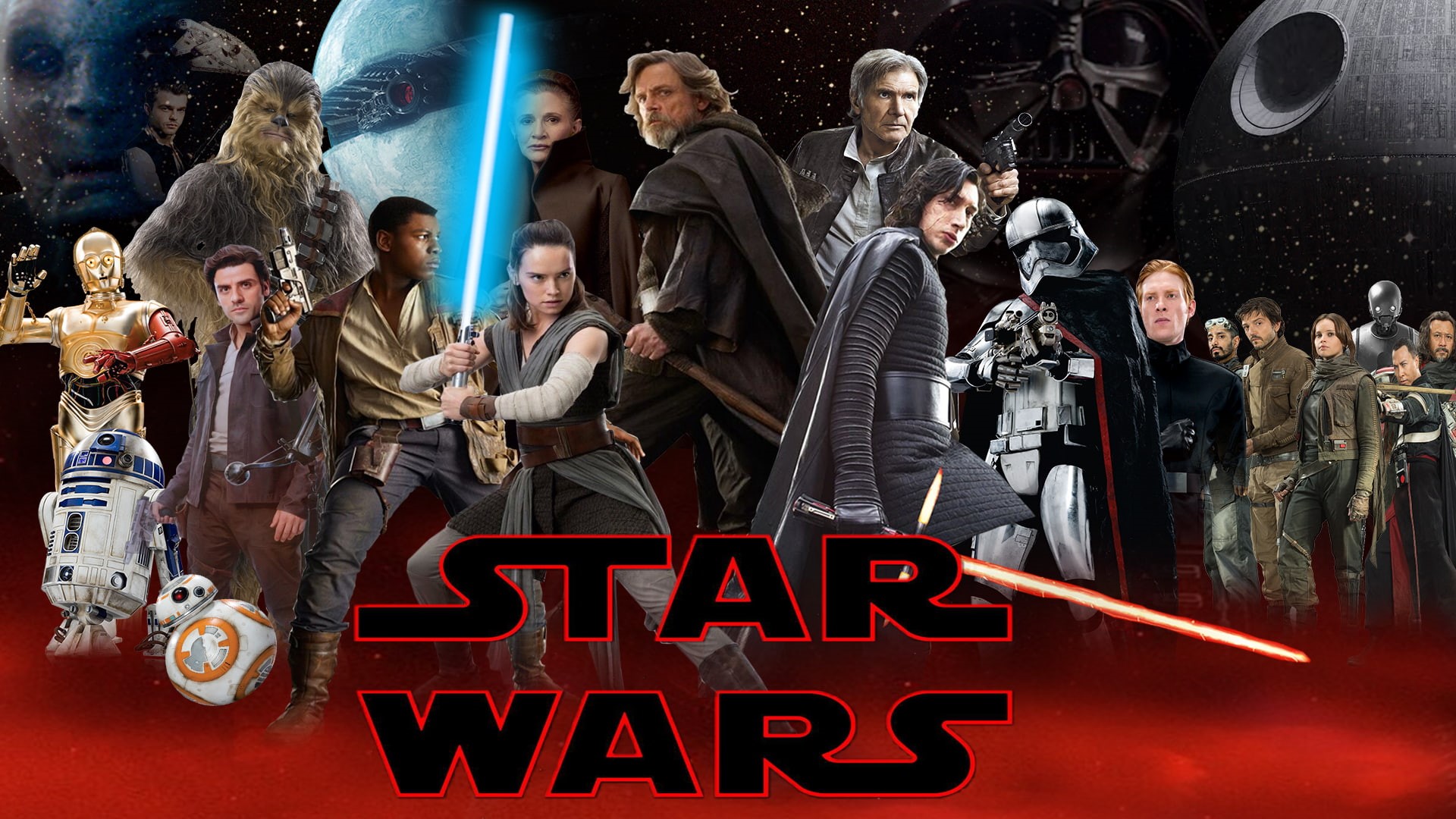 Star Wars: The Last Jedi, movies, Chewbacca, collage, 1080P, Han Solo, Star Wars: The Force Awakens, HD Wallpaper