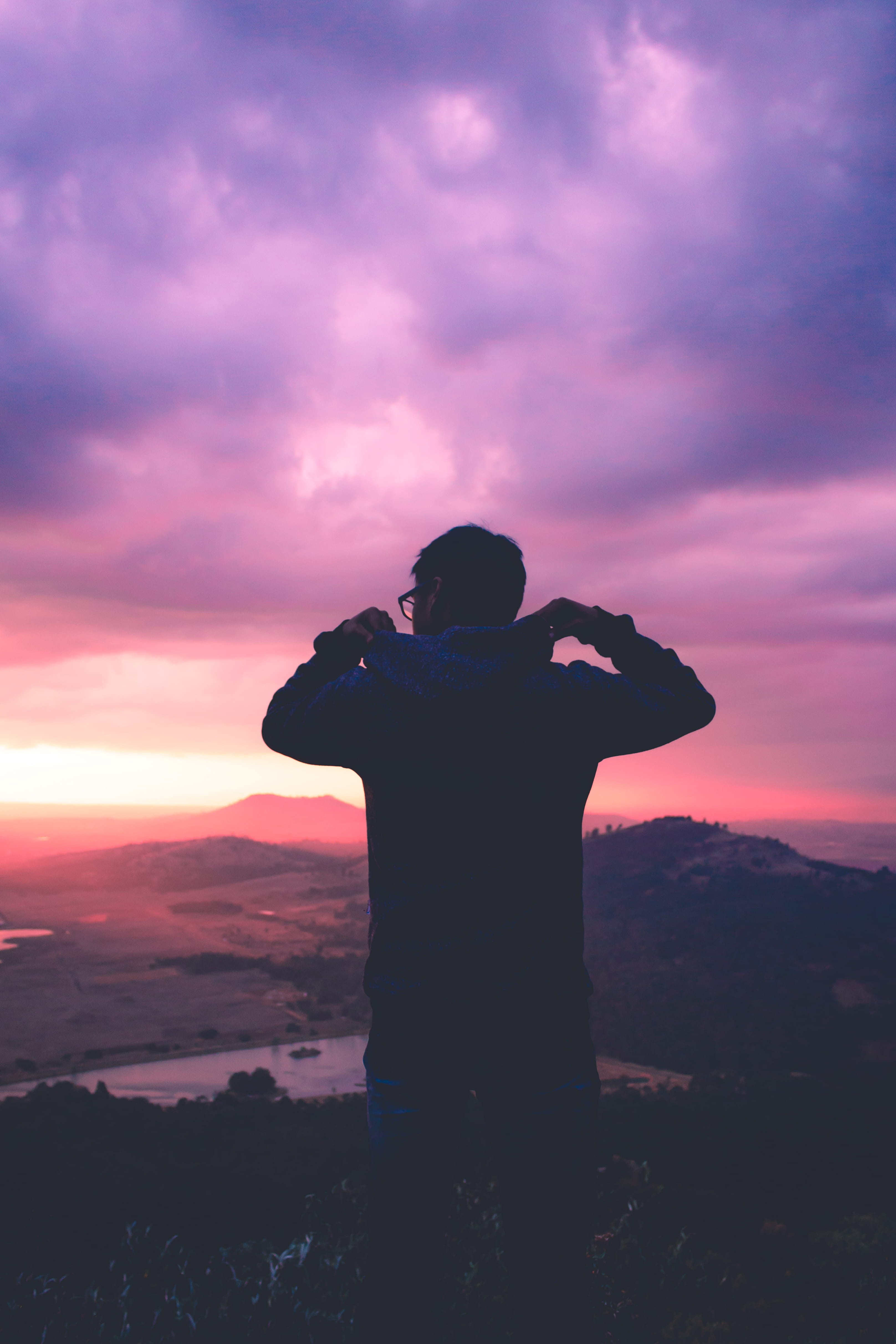 pink, cloud - sky, person, human arm, people, highest, sky, top, man, one Person, cloud, men, beauty in nature, mountain, photography themes, scenics - nature, Phone HD Wallpaper