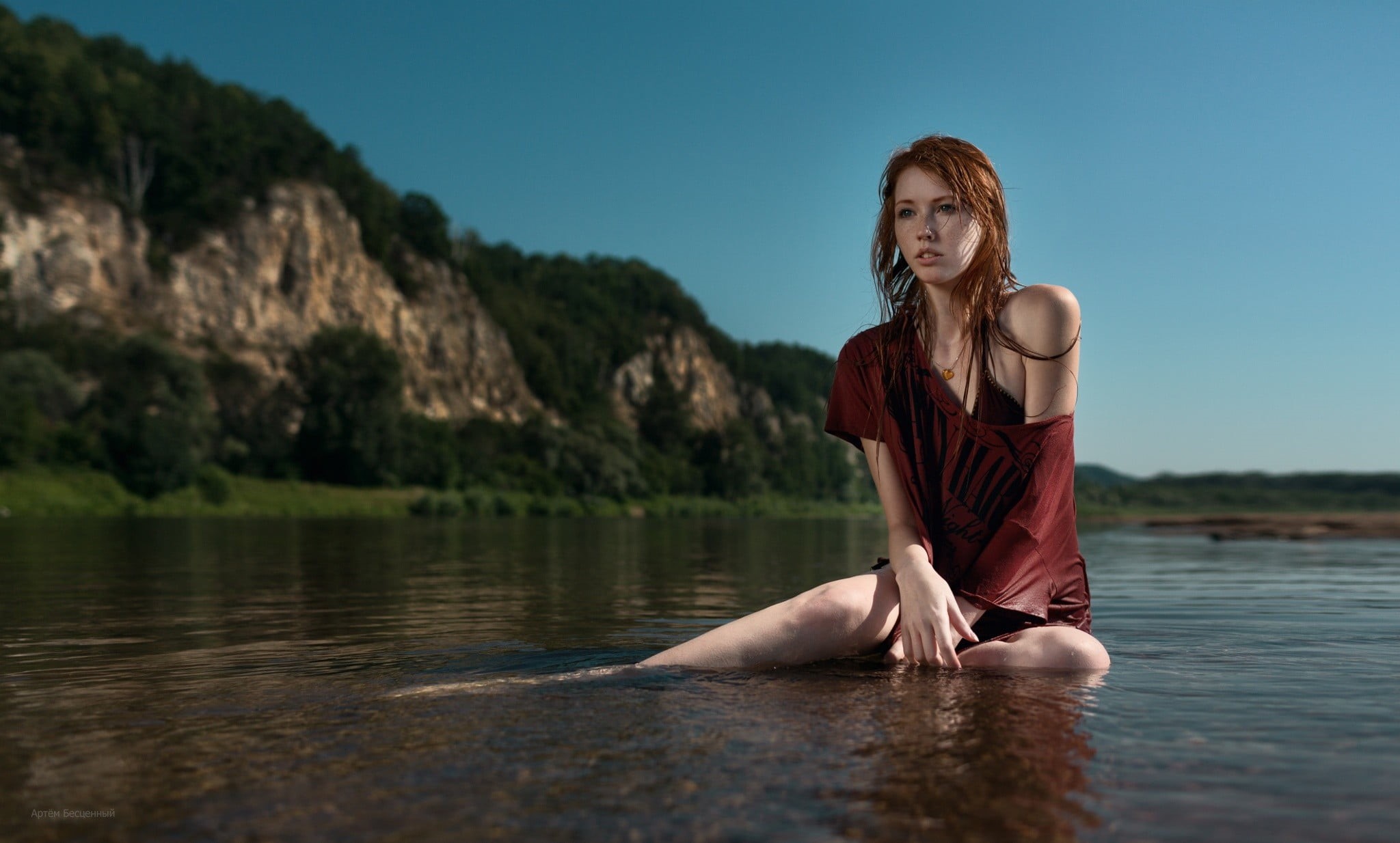 adult, beautiful woman, outdoors, solo, women outdoors, contemplation, clothing, lake, one person, model, 1080P, fashion, s, young adult, nature, beauty, HD Wallpaper