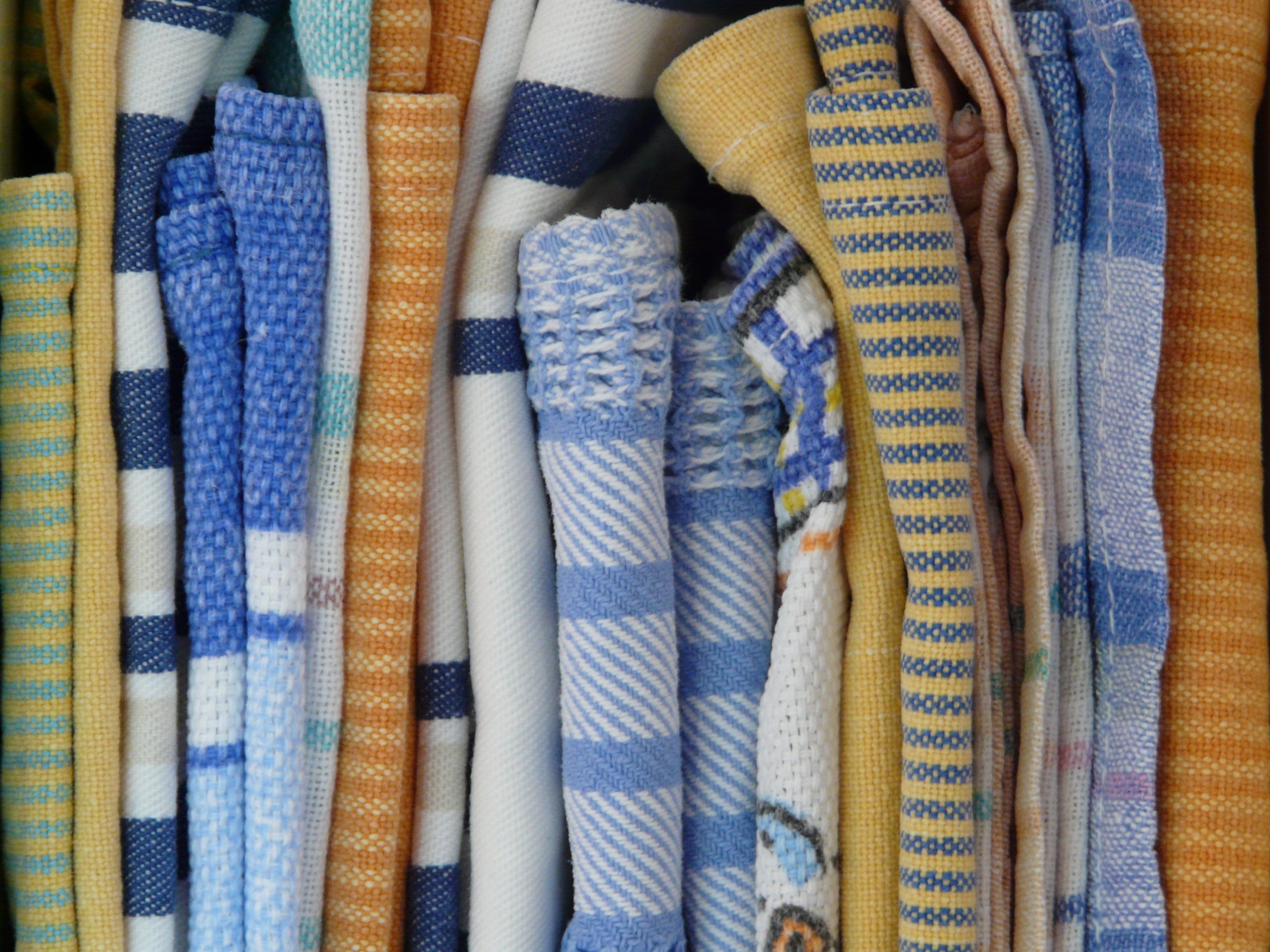 in a row, no People, menswear, fabric, textile Industry, scarf, color, cotton, Dishcloth, lot, assorted, full frame, backgrounds, indoors, pattern, choice, HD Wallpaper