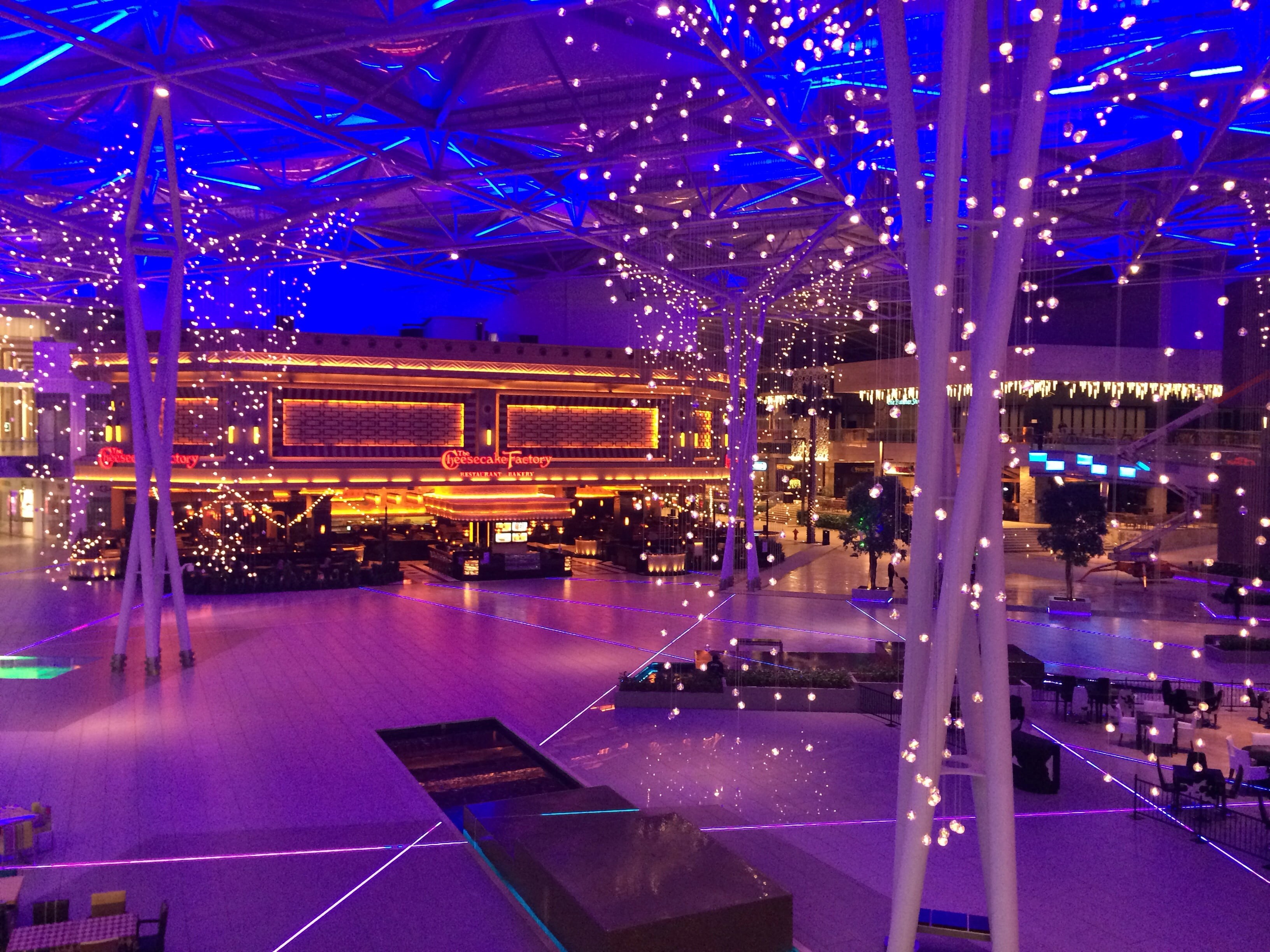 colors, hall, architecture, evening, stage, colorful, illuminated, nightlife, event, concert, multicolor, urban, christmas decoration, technology, tree, HD Wallpaper