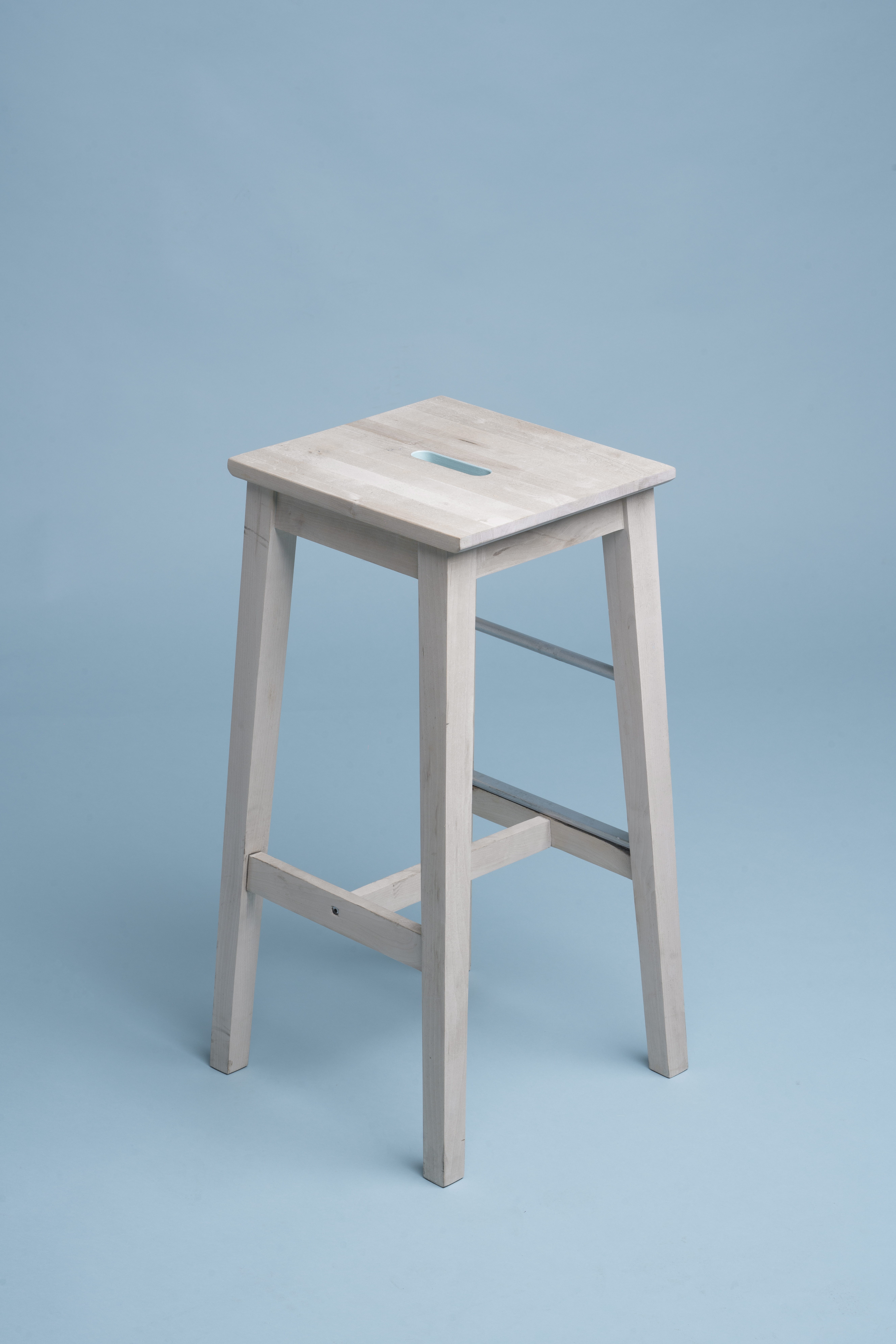 cut out, brown, blue, copy space, wooden, table, bar stool, seat, still life, minimalism, chair, furniture, bar, modern, single object, light blue, colored background, Phone HD Wallpaper