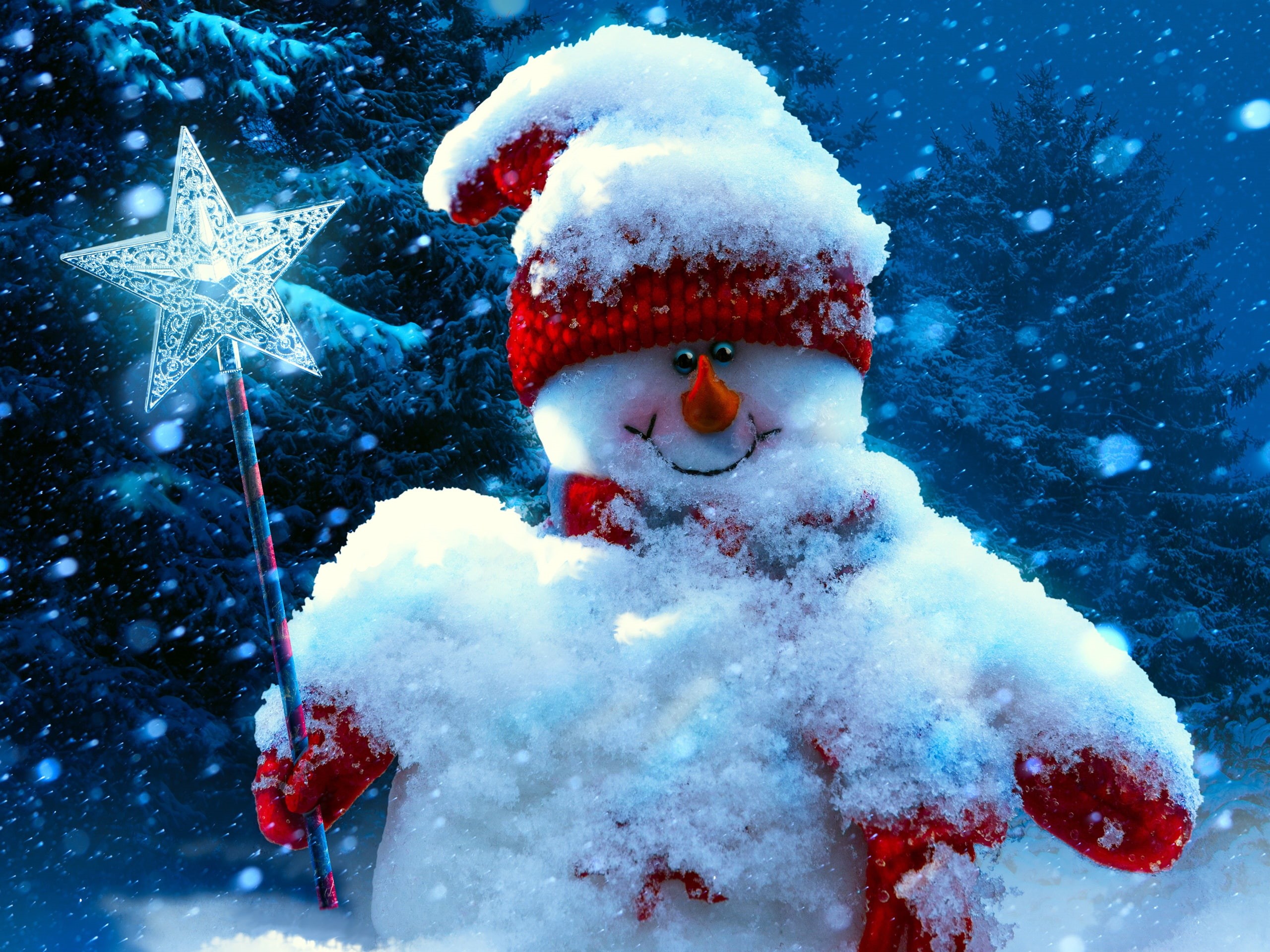 New, Snowman, 2K, Christmas, Winter, Year, HD Wallpaper