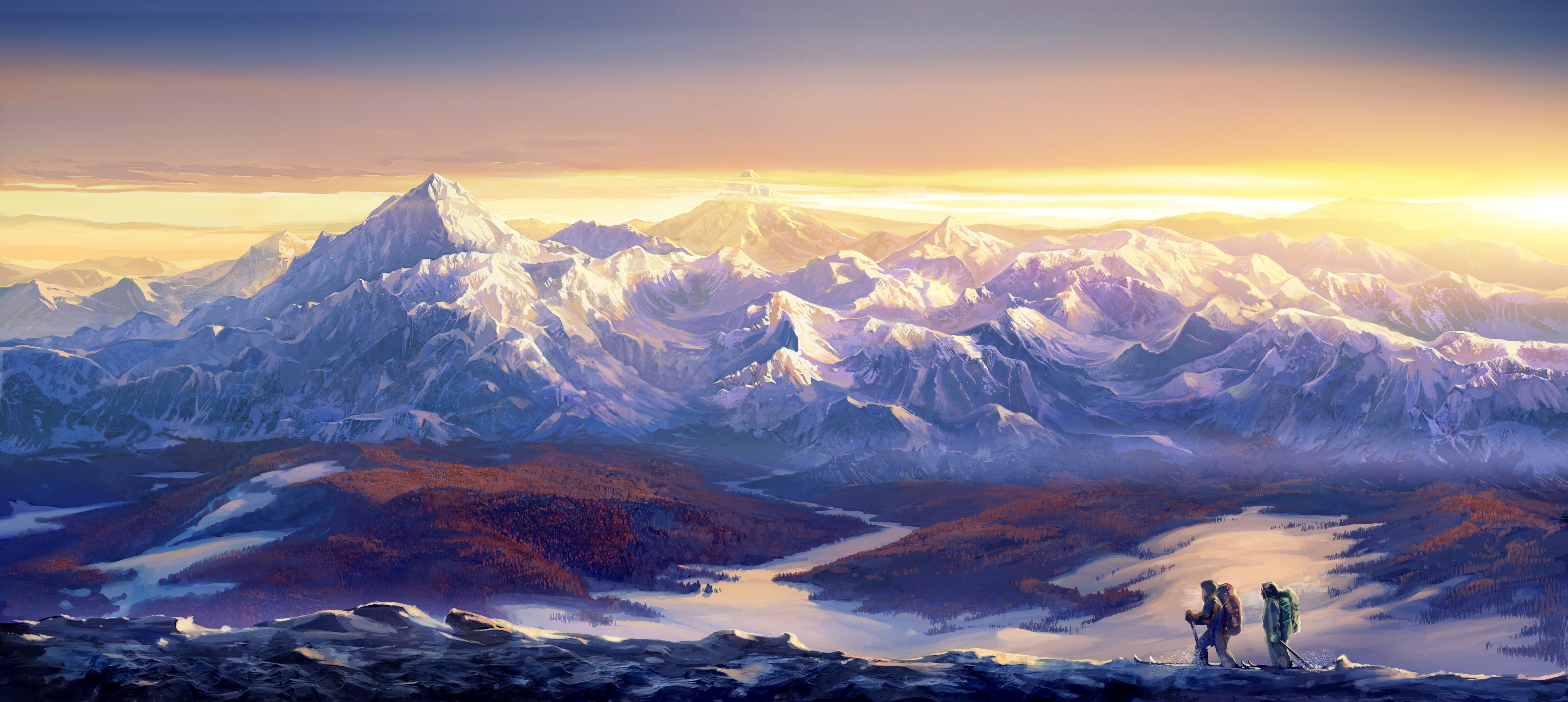 hiking, digital art, landscape, 5k, hd, 4k, artwork, mountains, artist, 5K, HD Wallpaper