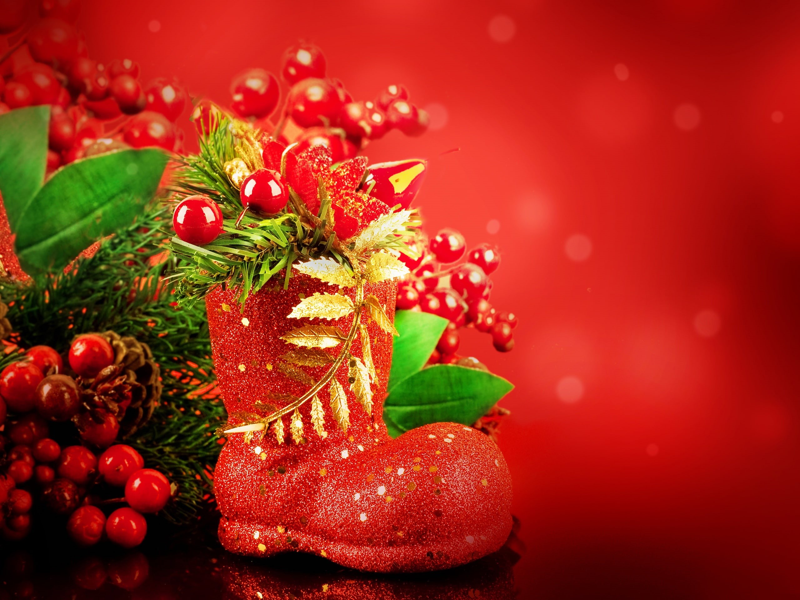 Red, Year, Balls, New, 2K, Ornaments, Christmas, HD Wallpaper