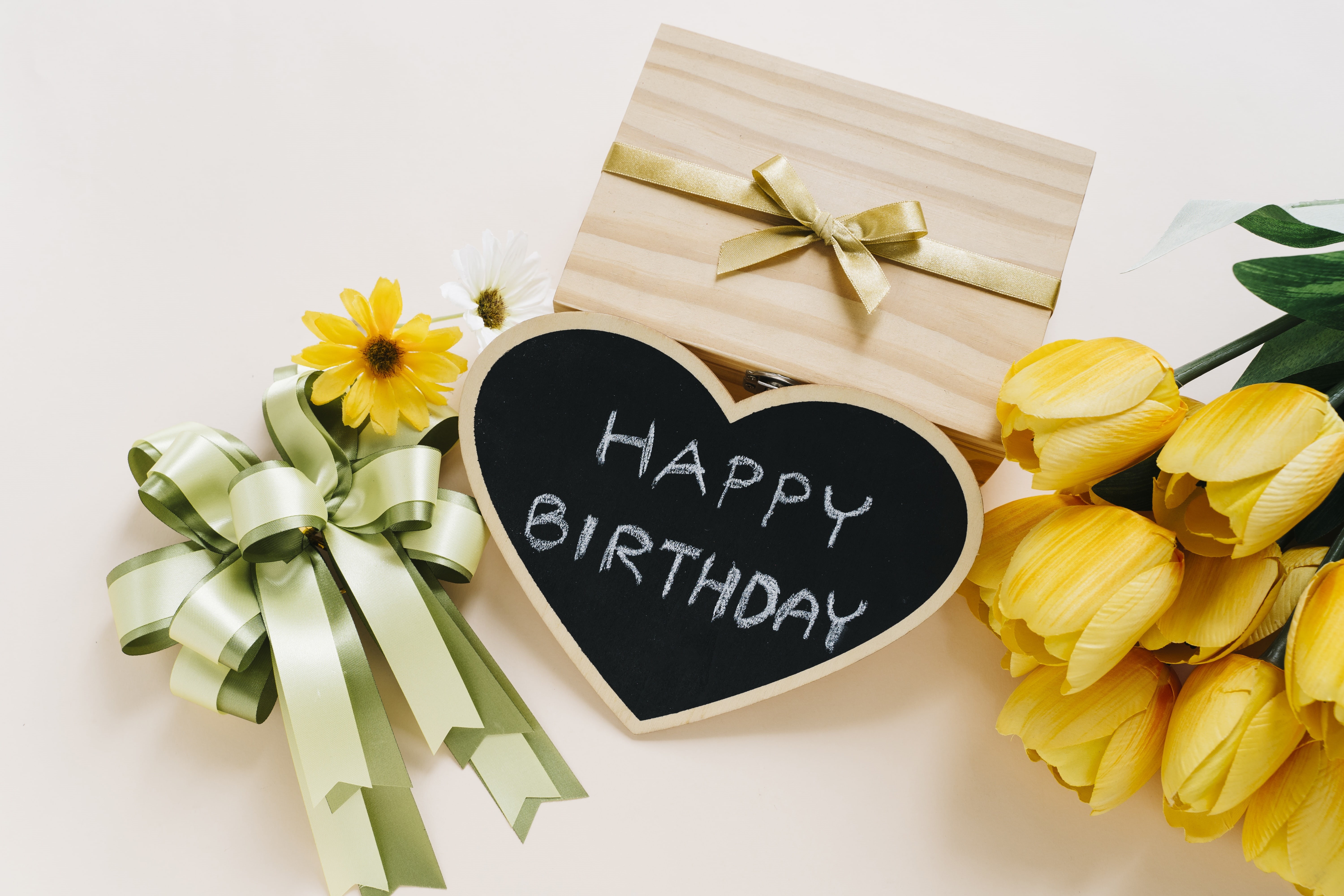 5K, Yellow Flower, Flower, Happy Birthday, Birthday, Holiday, HD Wallpaper
