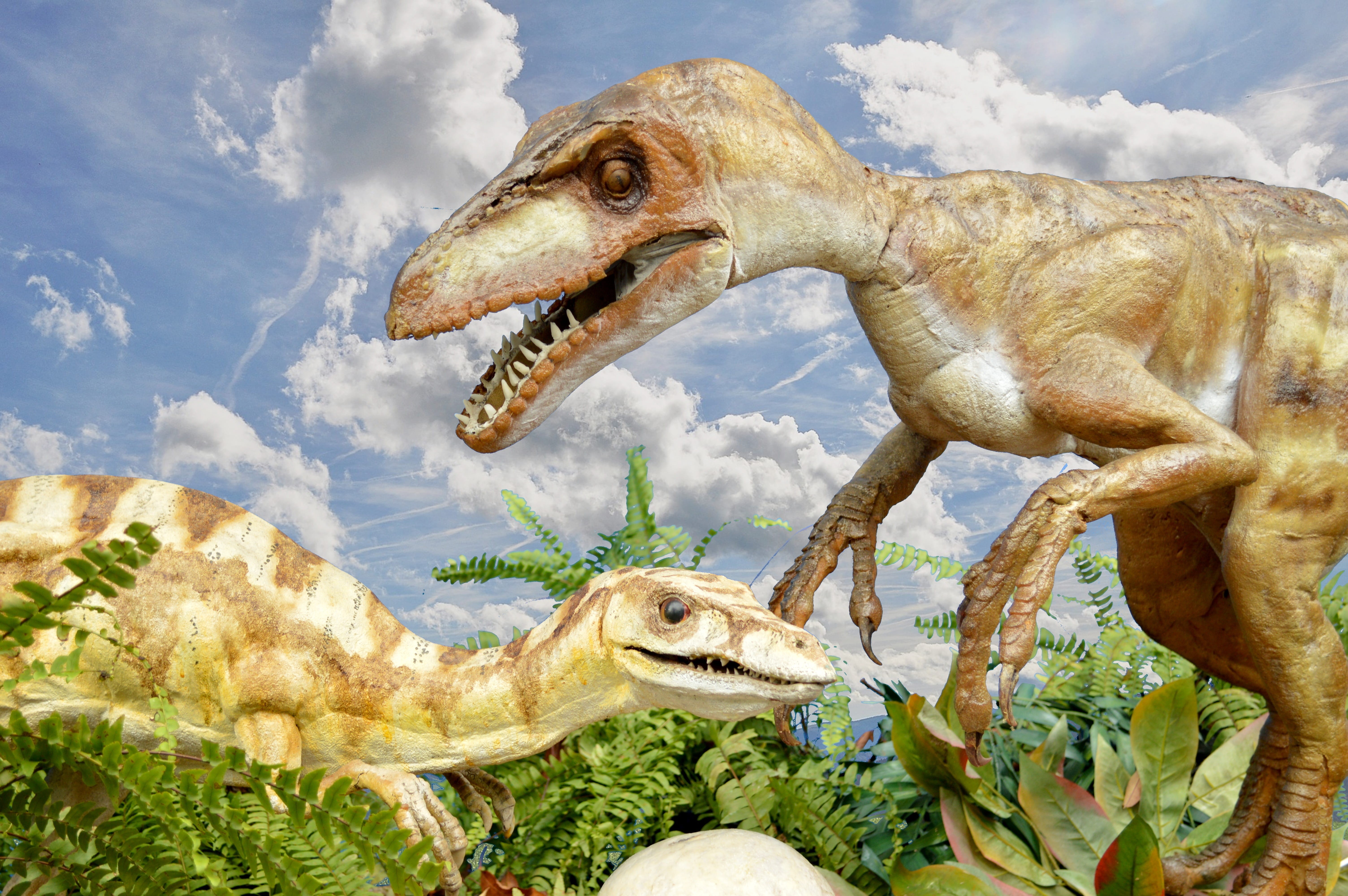 digital composite, dinosaurs, animal, animal themes, animal representation, sky, nature, cloud - sky, animal head, jurassic, no people, paleontology, lizards, HD Wallpaper