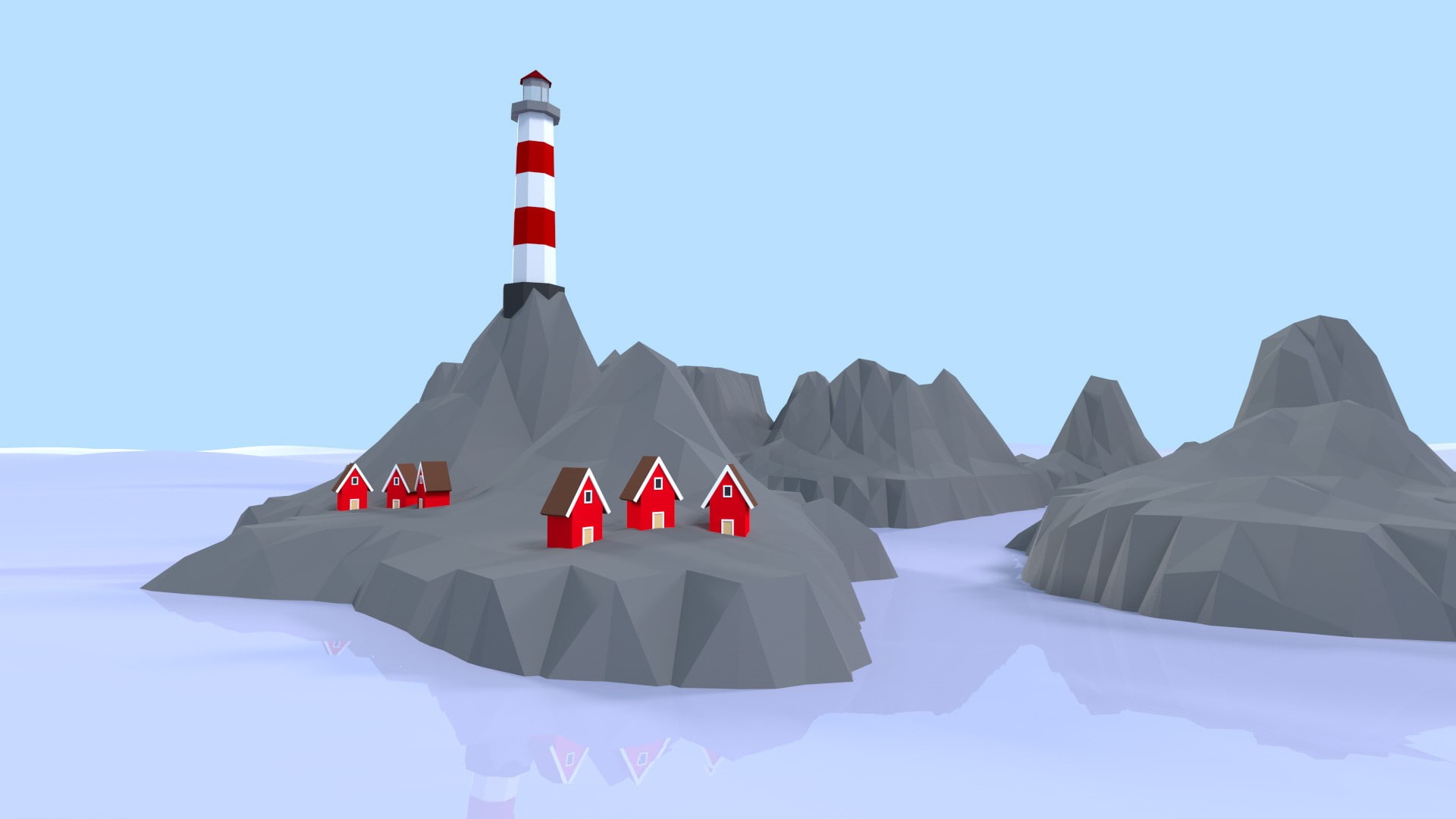 art, hd, lighthouse, 1080P, digital/artwork, house, polygon, HD Wallpaper