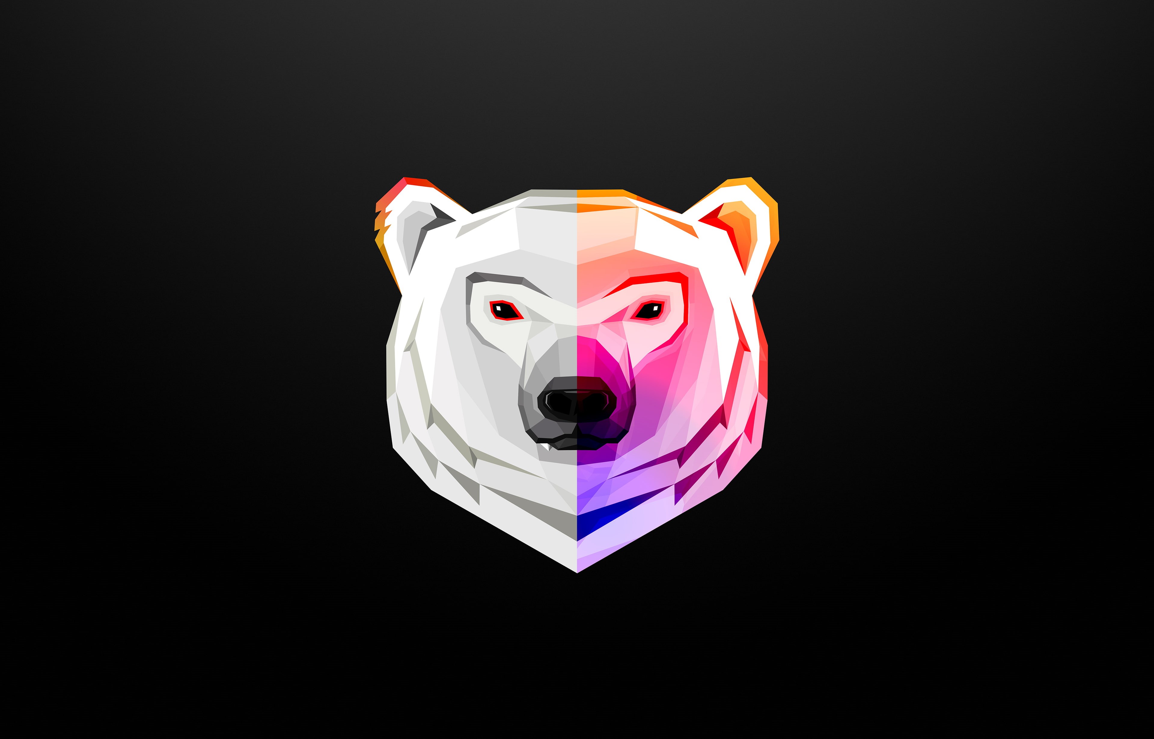 bears, abstract, 4K, minimalism, digital art, polygon art, dark, animals, 4K, HD Wallpaper