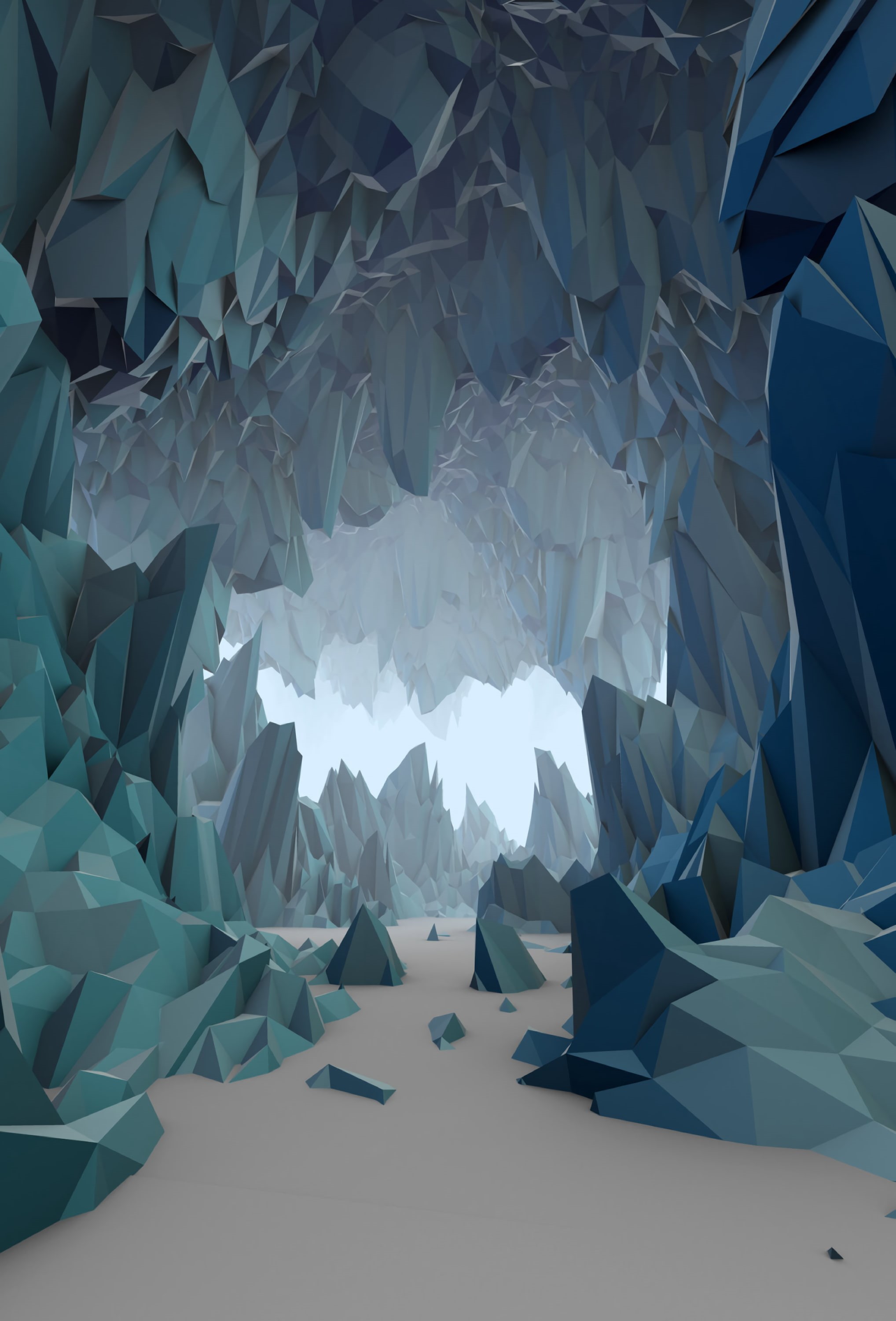 mountains, 2K, polygon, low poly, sand, art, Phone HD Wallpaper