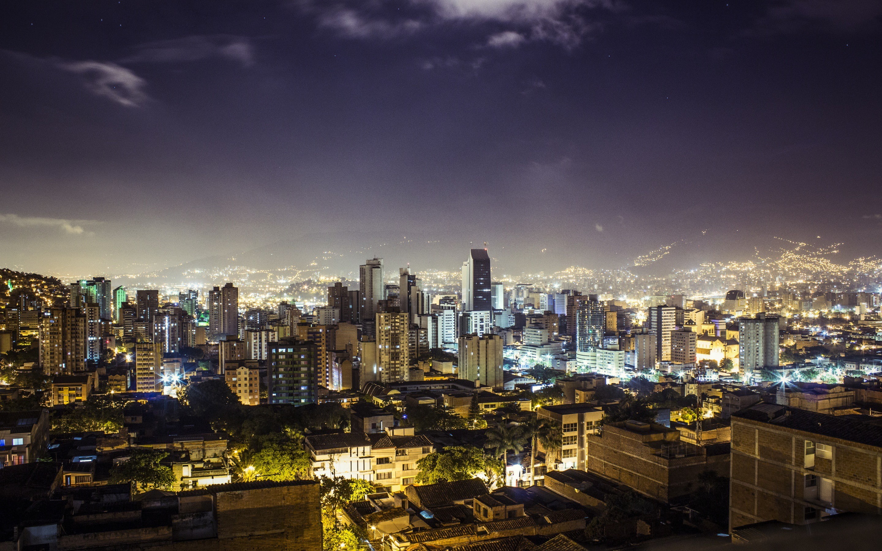 2K, medellin, Republic of Colombia, night, republic, noche, Colombia, HD Wallpaper
