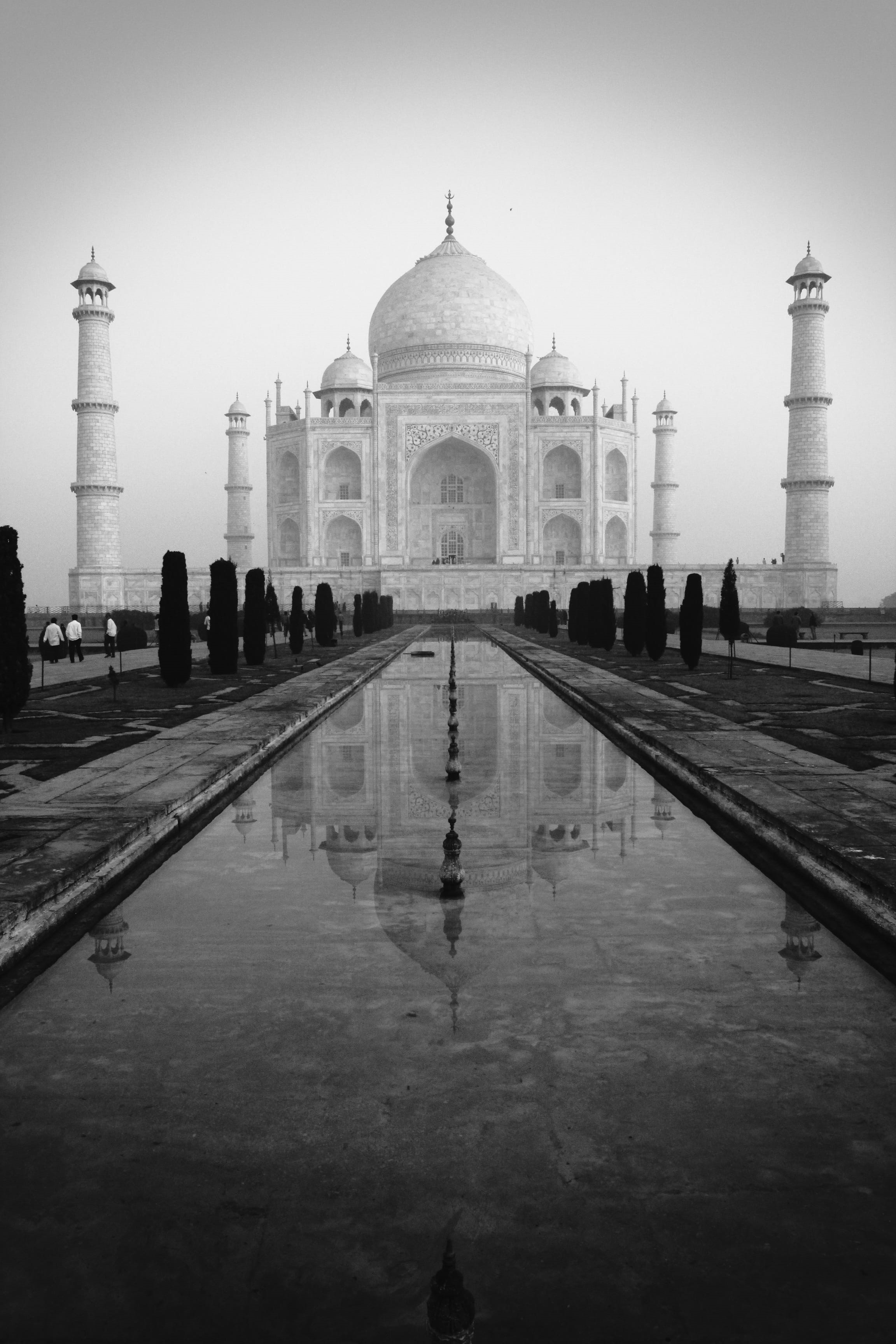 minaret, india, tourism, monument, outdoors, mausoleum, indian Culture, the past, sky, memorial, Travel, water, travel destinations, arch, building, reflection, Phone HD Wallpaper