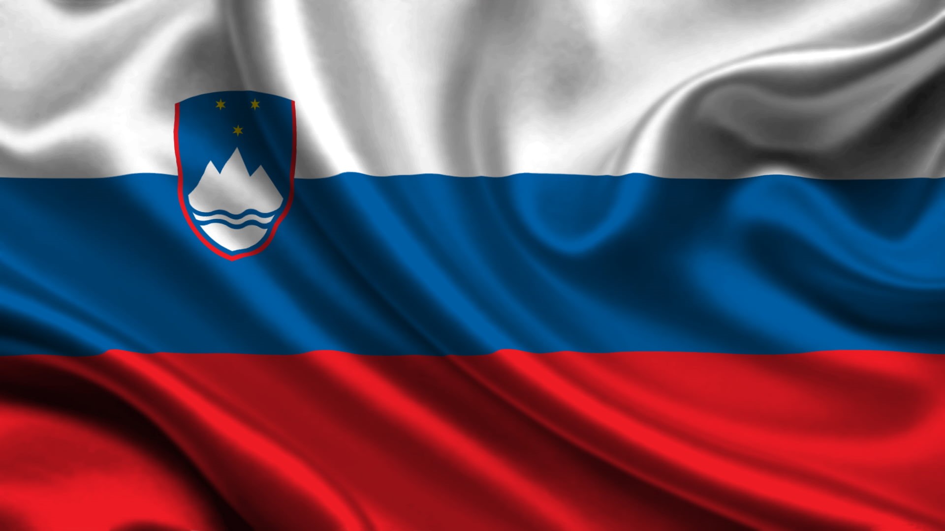 indoors, patriotism, flag, 1080P, waving, emotion, white, full frame, front view, Slovenia, rippled, blue, silk, red, studio shot, no people, shape, textile, HD Wallpaper