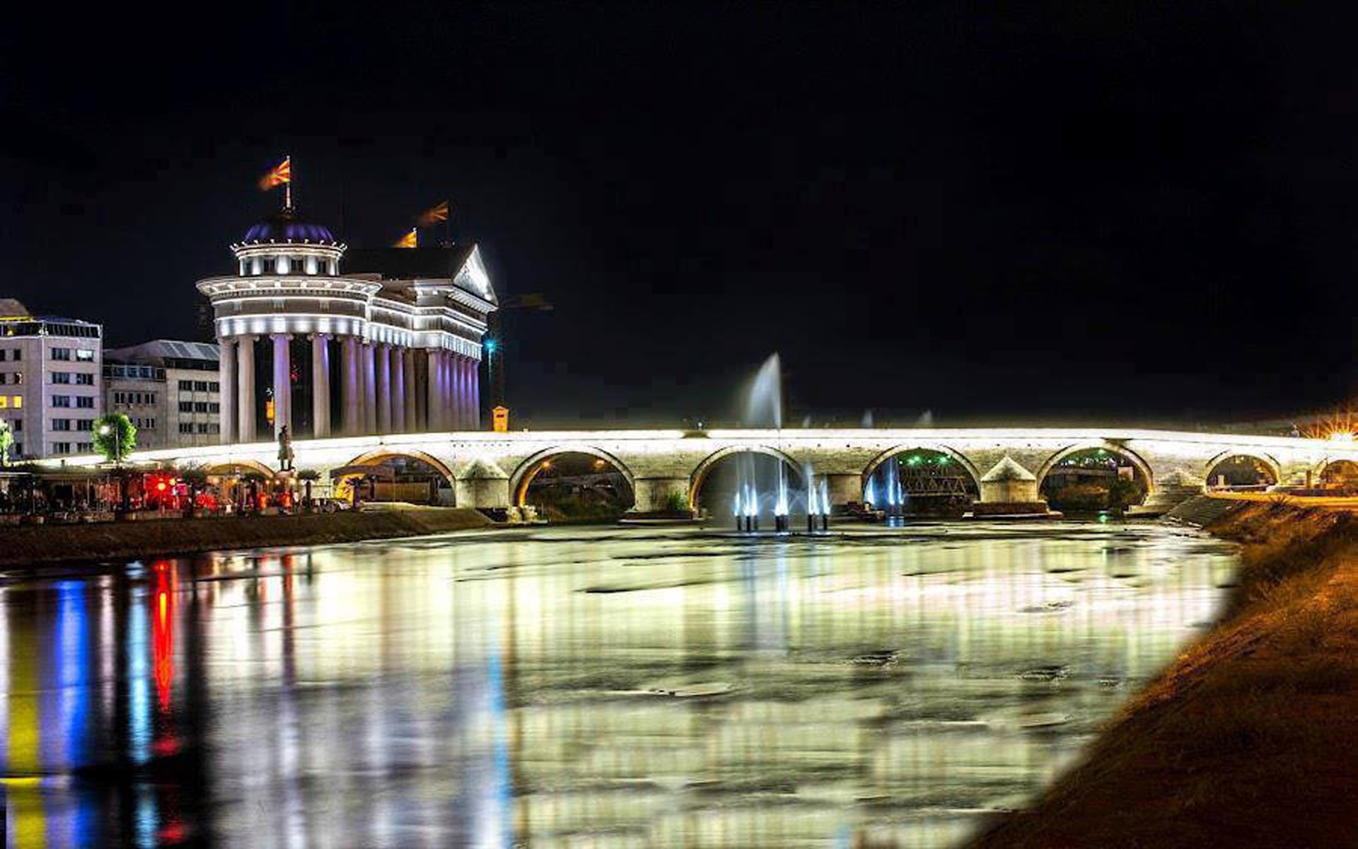 skopje, bridge, macedonia, vardar, republic, stone, 1080P, river, HD Wallpaper