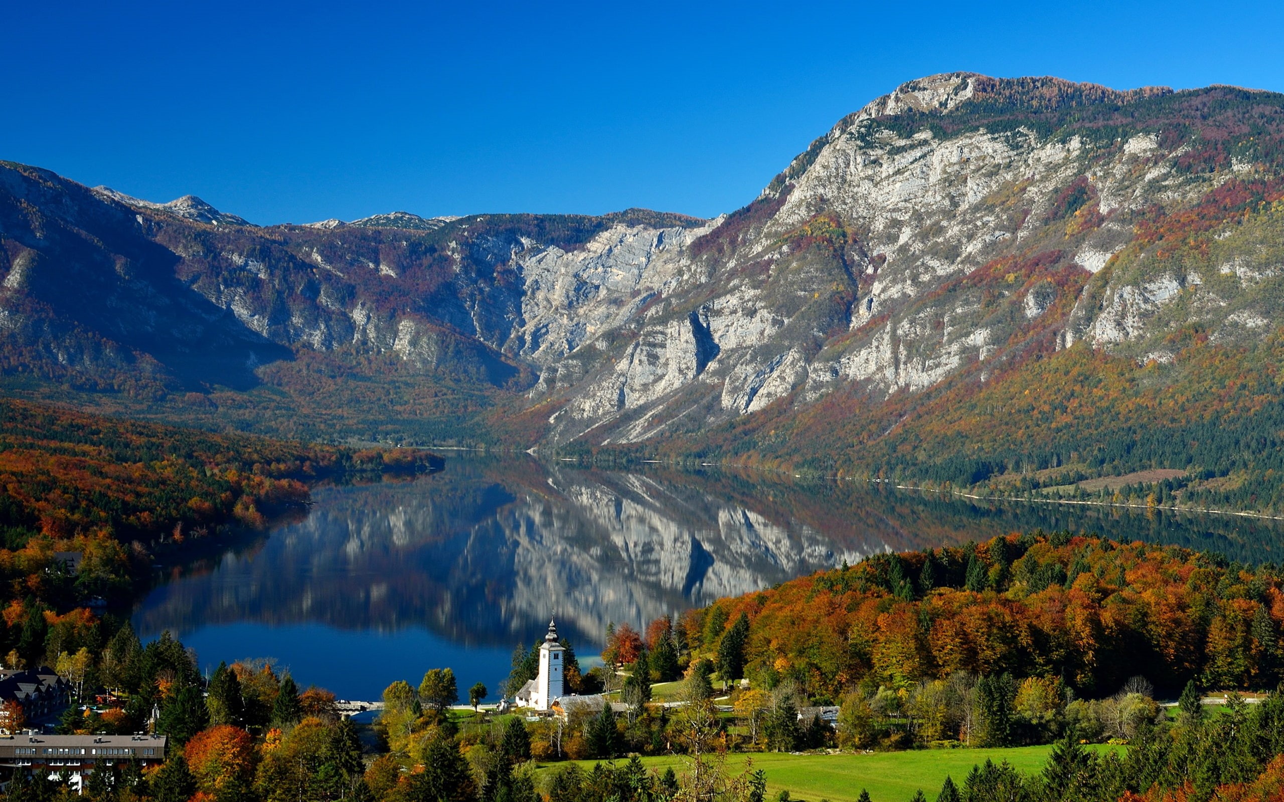 nature, bohinj, 2K, lake, slovenia, mountains, HD Wallpaper