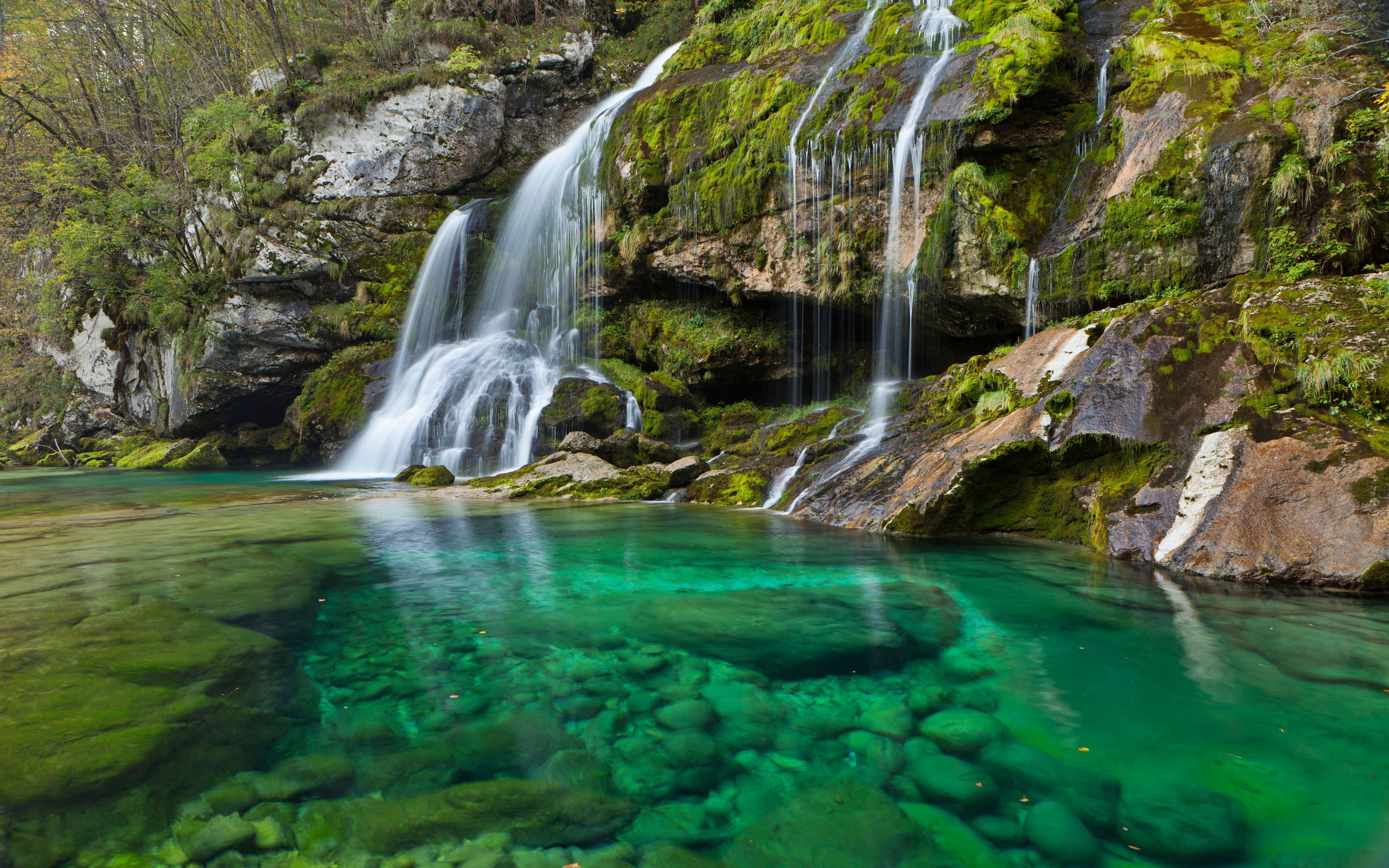 beauty in nature, falling water, 4K, power in nature, sea, nature, no people, waterfall, land, scenics - nature, virje, motion, blurred motion, plant, HD Wallpaper