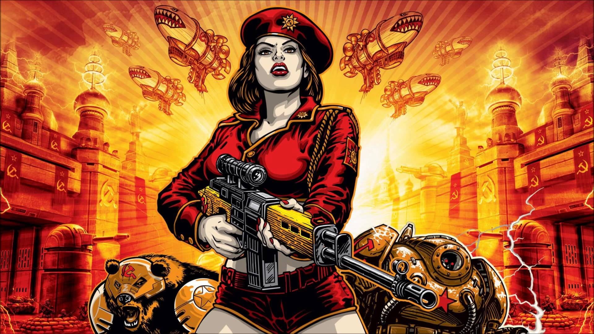 1080P, communism, USSR, hammer and sickle, Command and Conquer: Red Alert 3, gun, HD Wallpaper