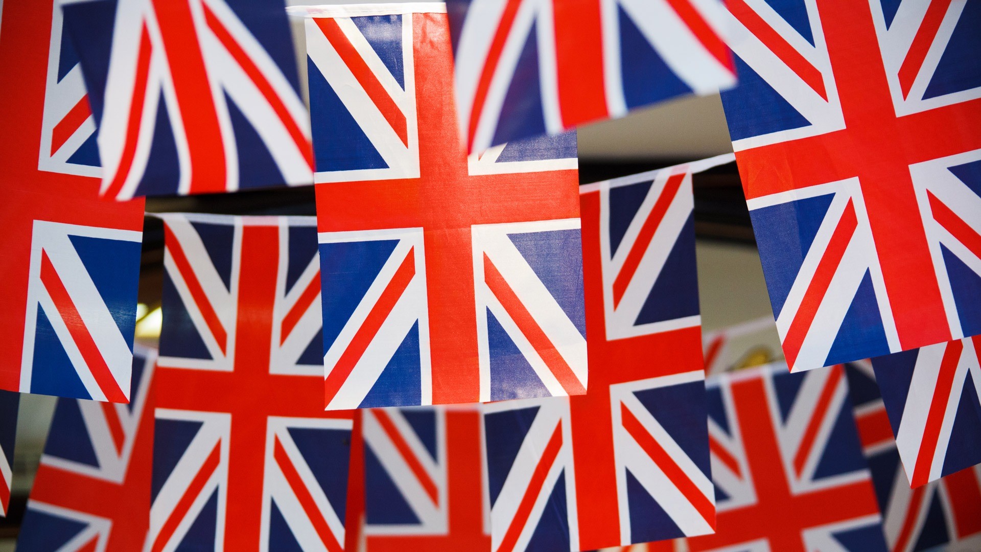 flag, pattern, patriotism, bunting, english, architecture, british, kingdom, backgrounds, red, communication, blue, queens diamond jubilee, selective focus, HD Wallpaper