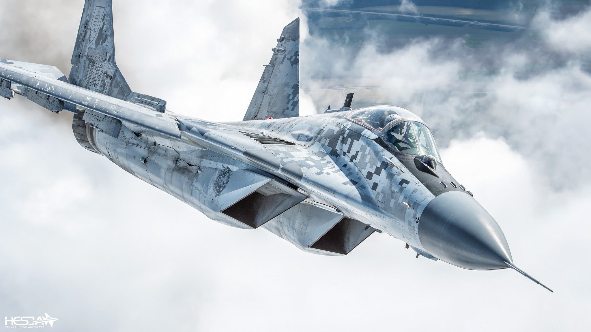 Lantern, Cockpit, The MiG-29, HESJA Air-Art Photography, Fighter, Clouds, ILS, RL, Pilot, 1080P, Of the air force of Slovakia, HD Wallpaper