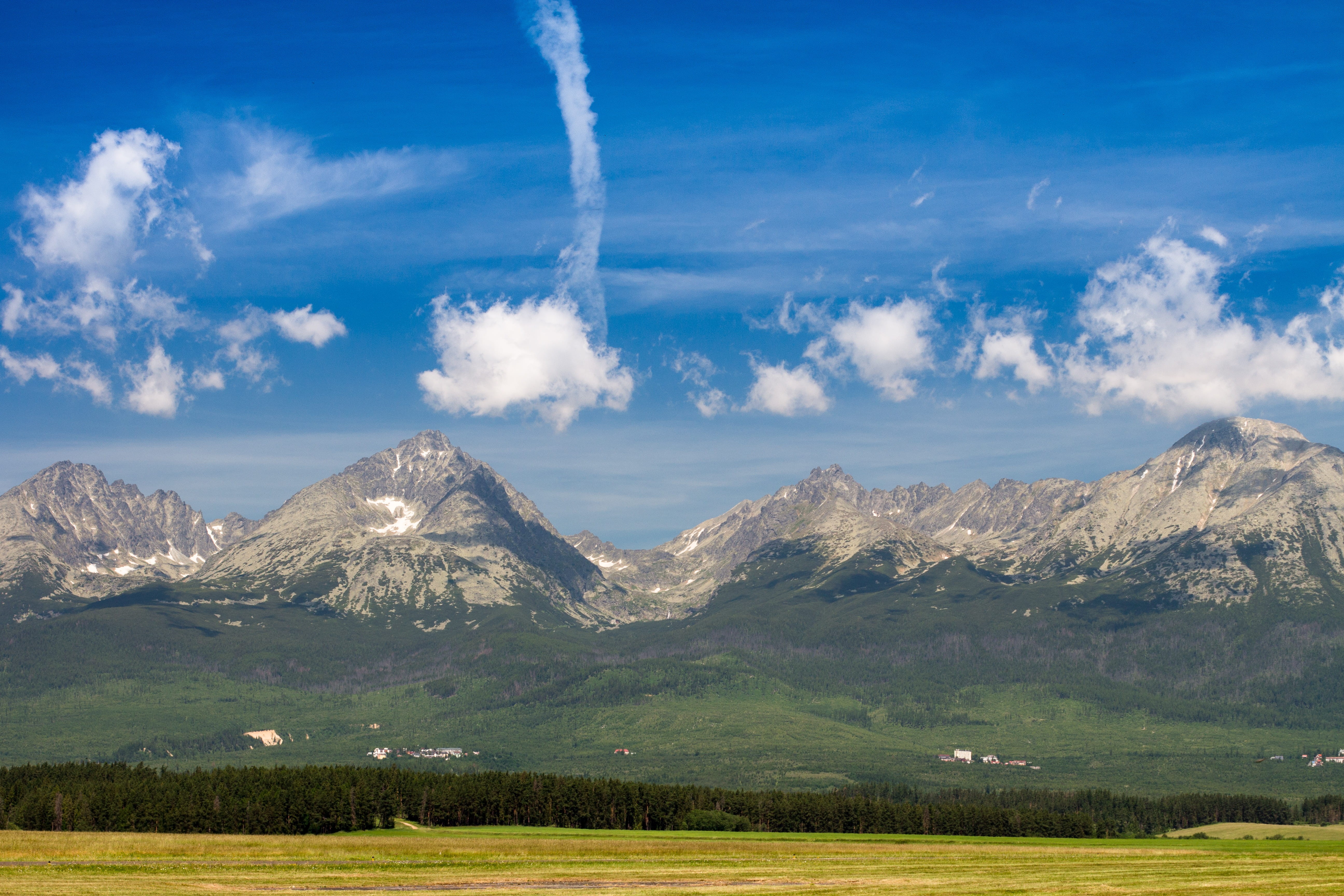 tranquil scene, vysoke tatry, blue, environment, mountain, poprad–tatry airport, outdoors, remote, summer, tatra mountains, land, sky, trees, reservoir, HD Wallpaper