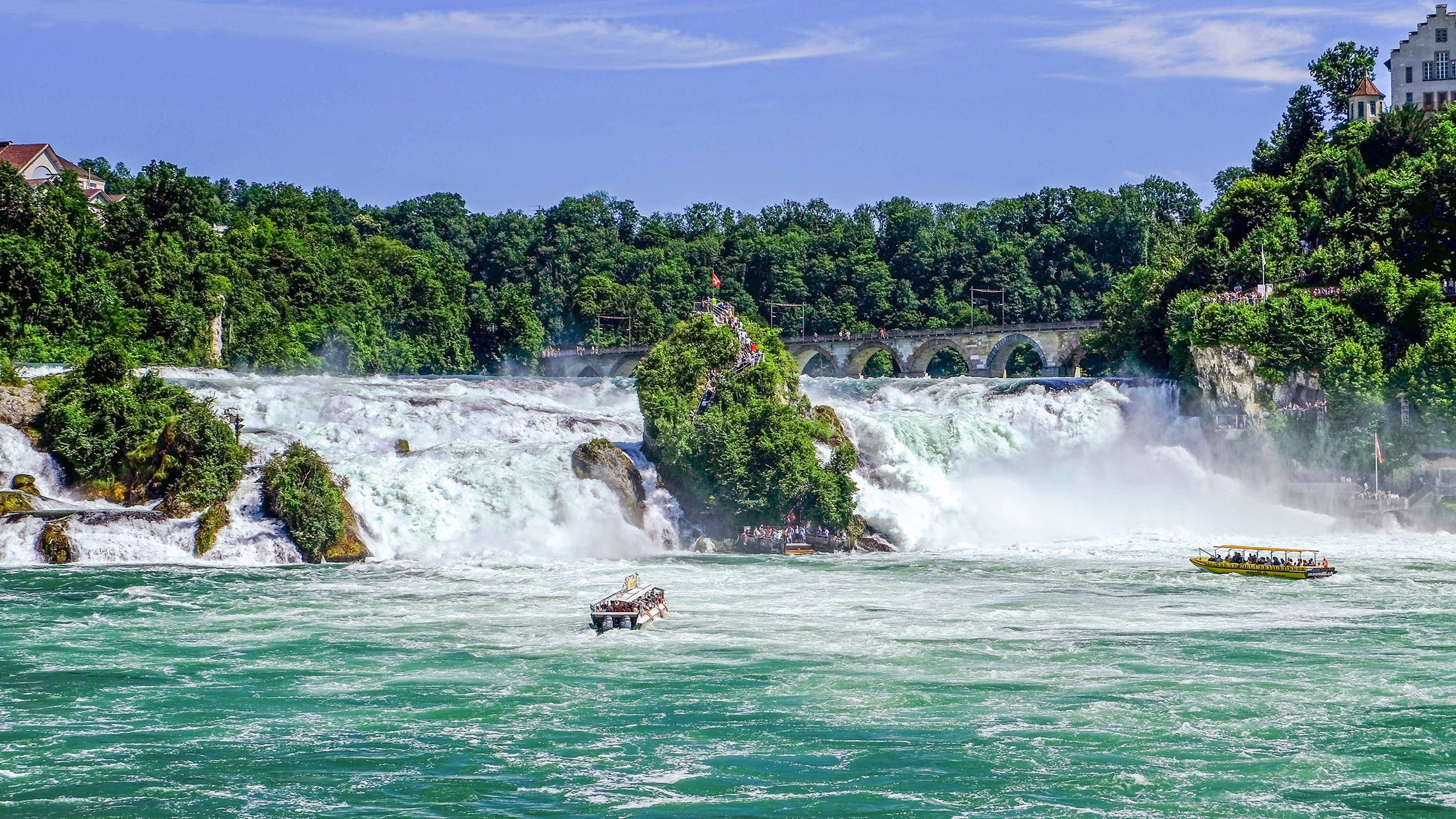 2K, hd, schaffhausen, summer, rhine, landscape, desktop, falls, switzerland, photography, europe, HD Wallpaper
