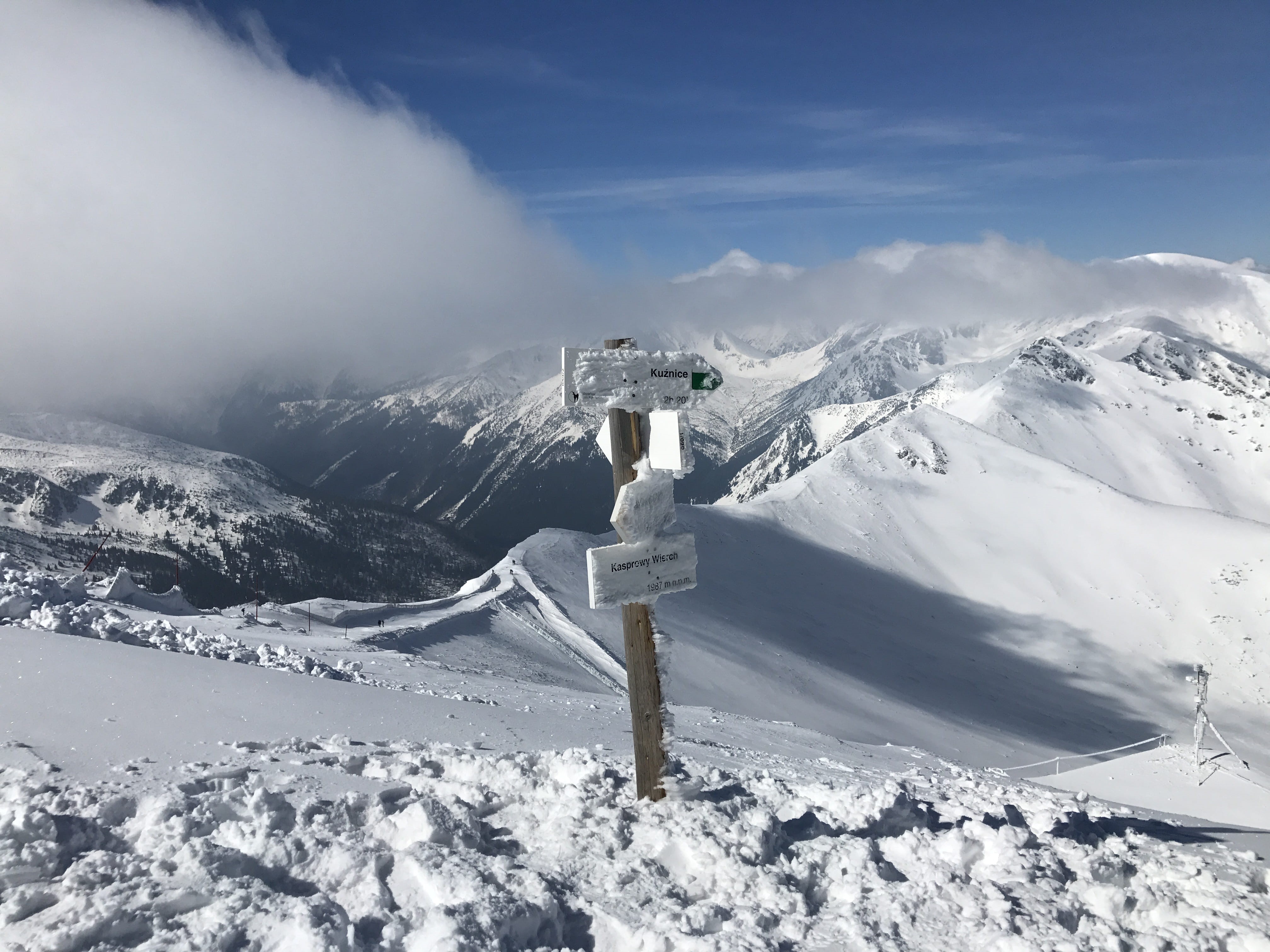 no people, winter, tranquil scene, Mountains, cross, cold temperature, sky, scenics - nature, mountain, non-urban scene, signpost, guidance, High Tatras, HD Wallpaper