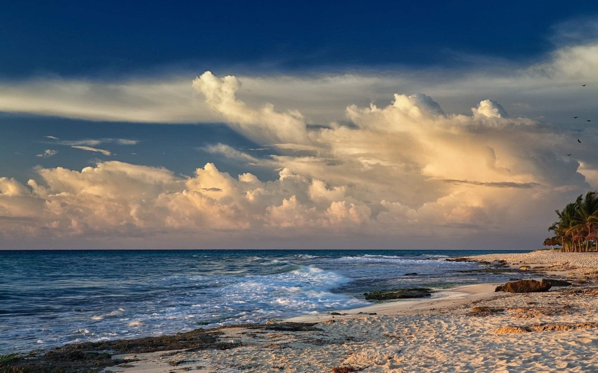 horizon over water, power in nature, 1080P, evening, horizon, beach, outdoors, sky, sea, white, land, blue, wave, nature, tranquil scene, cloud - sky, HD Wallpaper
