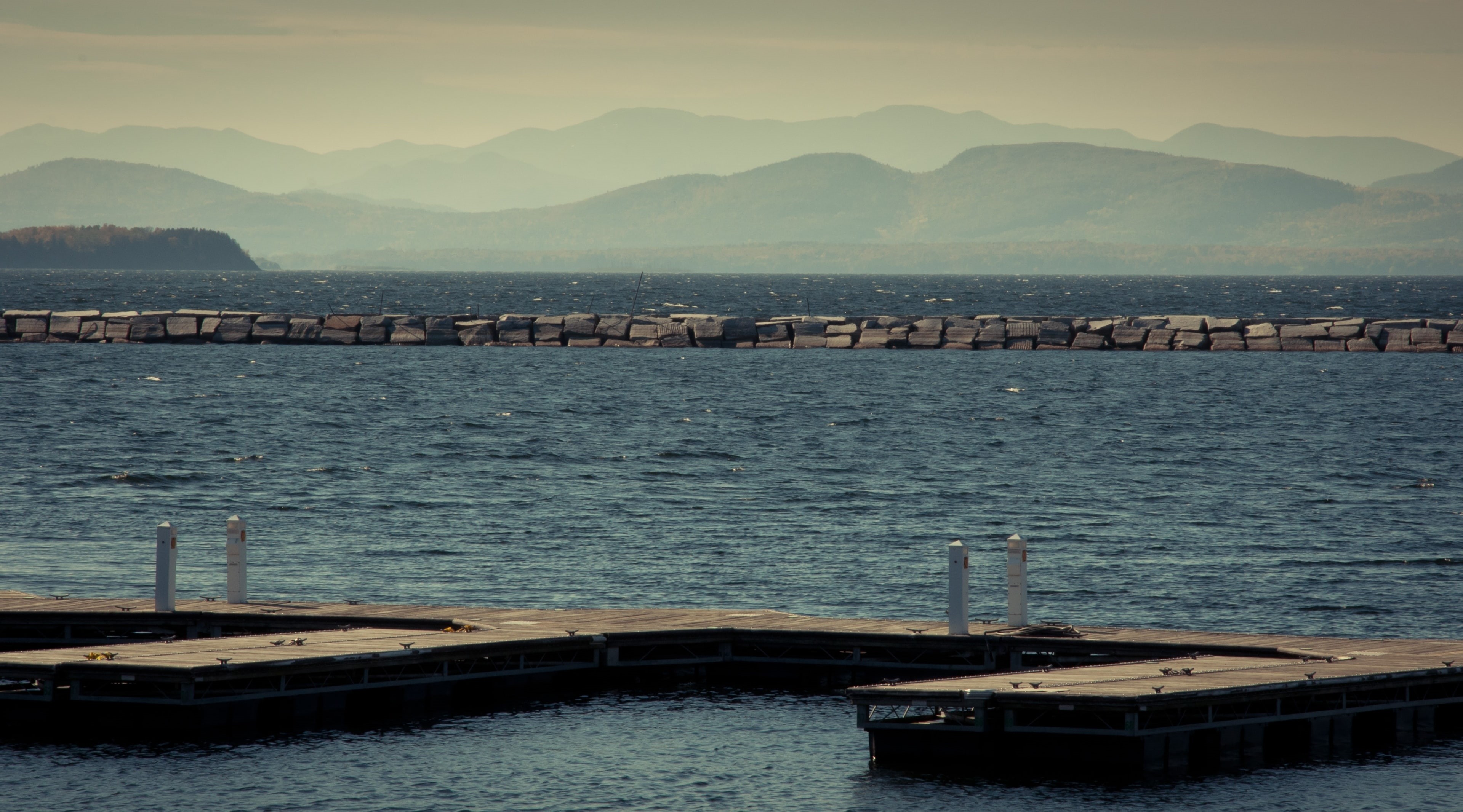 building exterior, outdoors, nautical vessel, mode of transportation, Lake, scenics - nature, day, beauty in nature, mountain range, waterfront, lakechamplain, HD Wallpaper