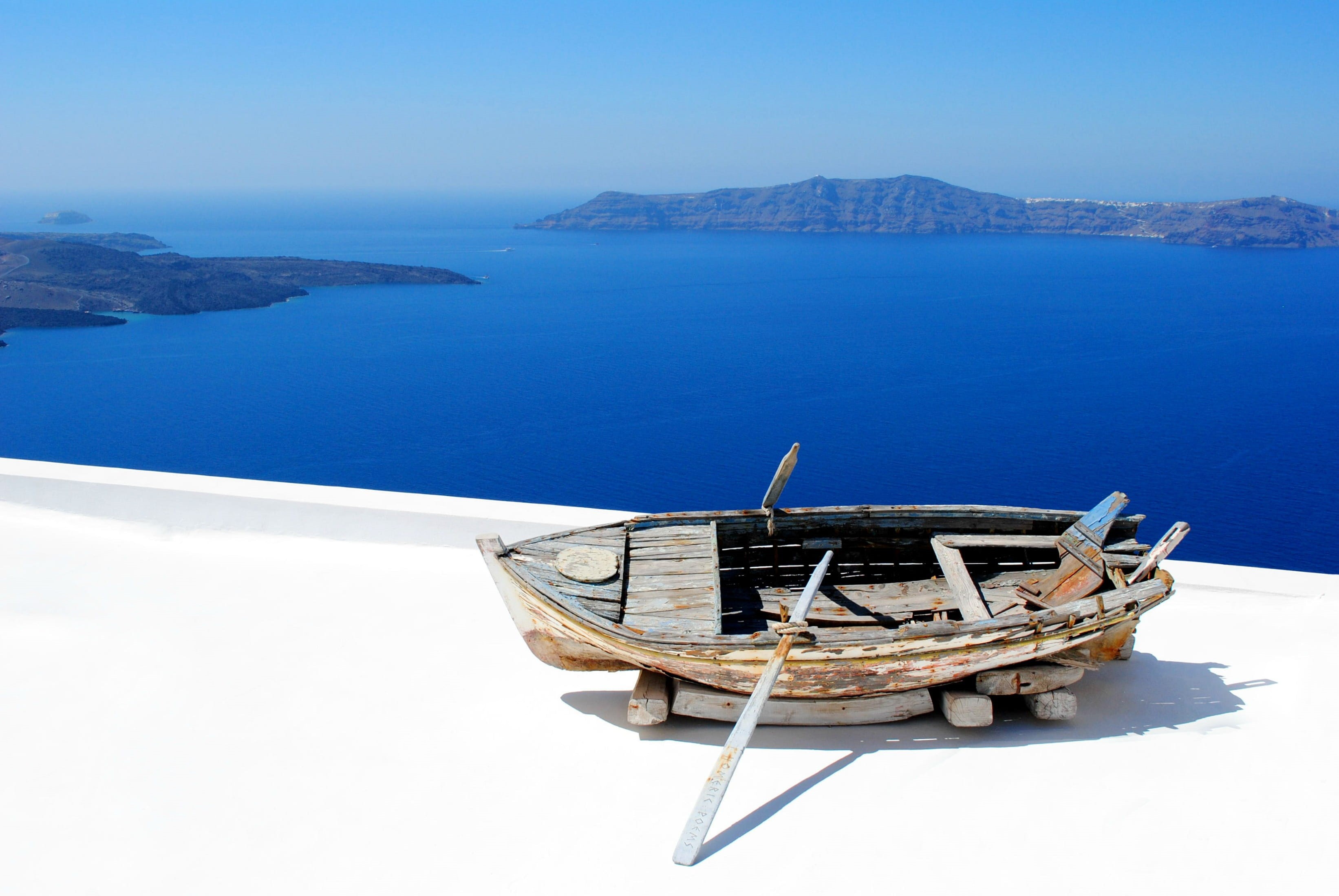 floor, clear sky, tranquil scene, transportation, church, boat, sinking, aegean, travel, caldera, girl, sea, land, outdoors, luxury, architecture, summer, HD Wallpaper