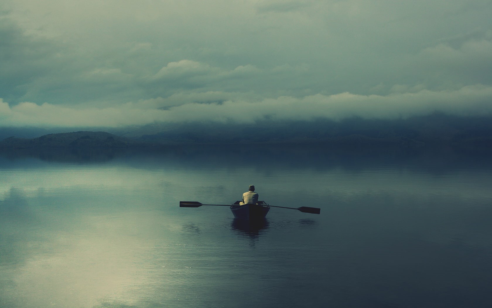 hd, clouds, nature, green, rowboat, ocean, 720P, water, boat, HD Wallpaper