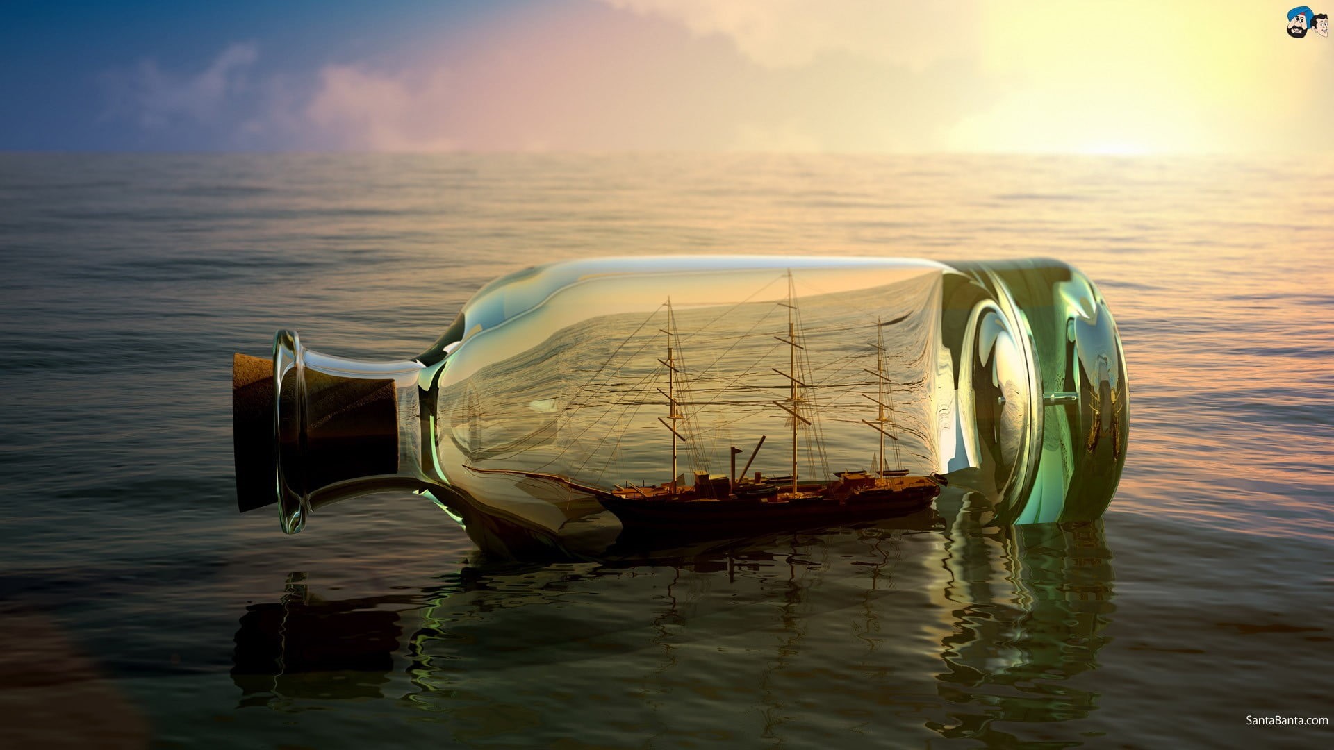 outdoors, beauty in nature, tranquil scene, 1080P, cloud - sky, nautical vessel, scenics - nature, mode of transportation, sky, waterfront, nature, bottle, HD Wallpaper