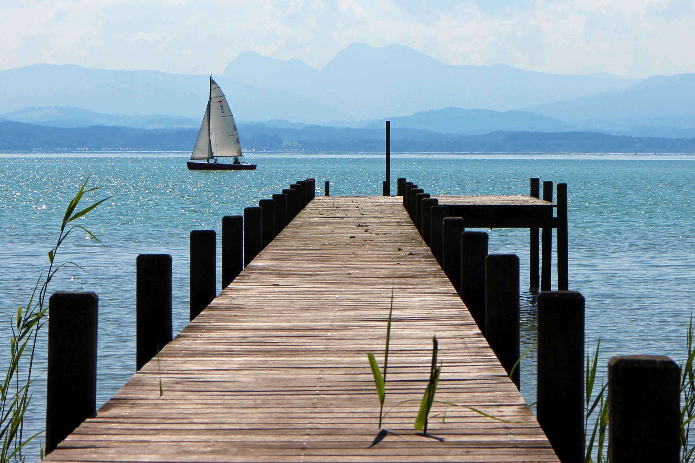 idyllic, beautiful, blue, wood - Material, tranquility, jetty, boardwalk, nature, lake, mood, no people, wood paneling, still, scenics, scenics - nature, HD Wallpaper
