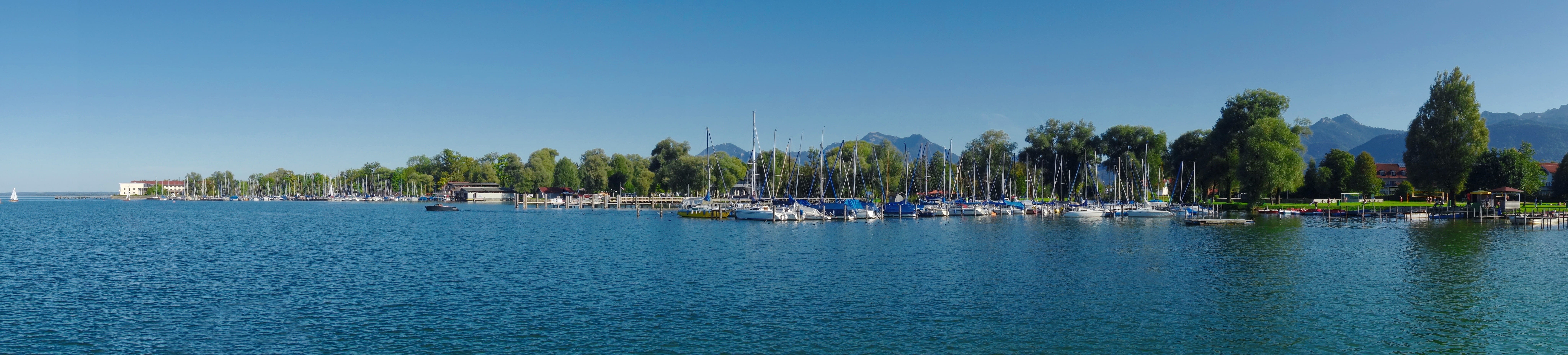 chiemsee, sky, yacht, tree, mountains, boat, alpine, palm tree, bavaria, sail, clear sky, sailboat, water sports, scenics - nature, water, landscape, no people, HD Wallpaper