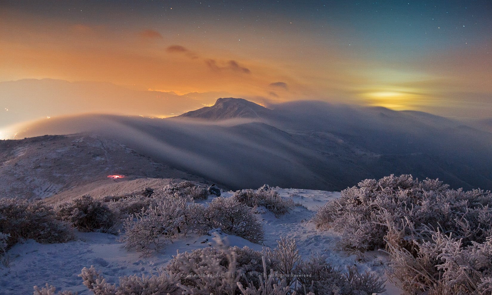 sky, Photo, 720P, mountain, areal, sunrise - Dawn, nature, mountain Peak, outdoors, view, Night, snow, landscape, sunset, foggy, winter, S.KOREA, Yeongnam Alps, HD Wallpaper