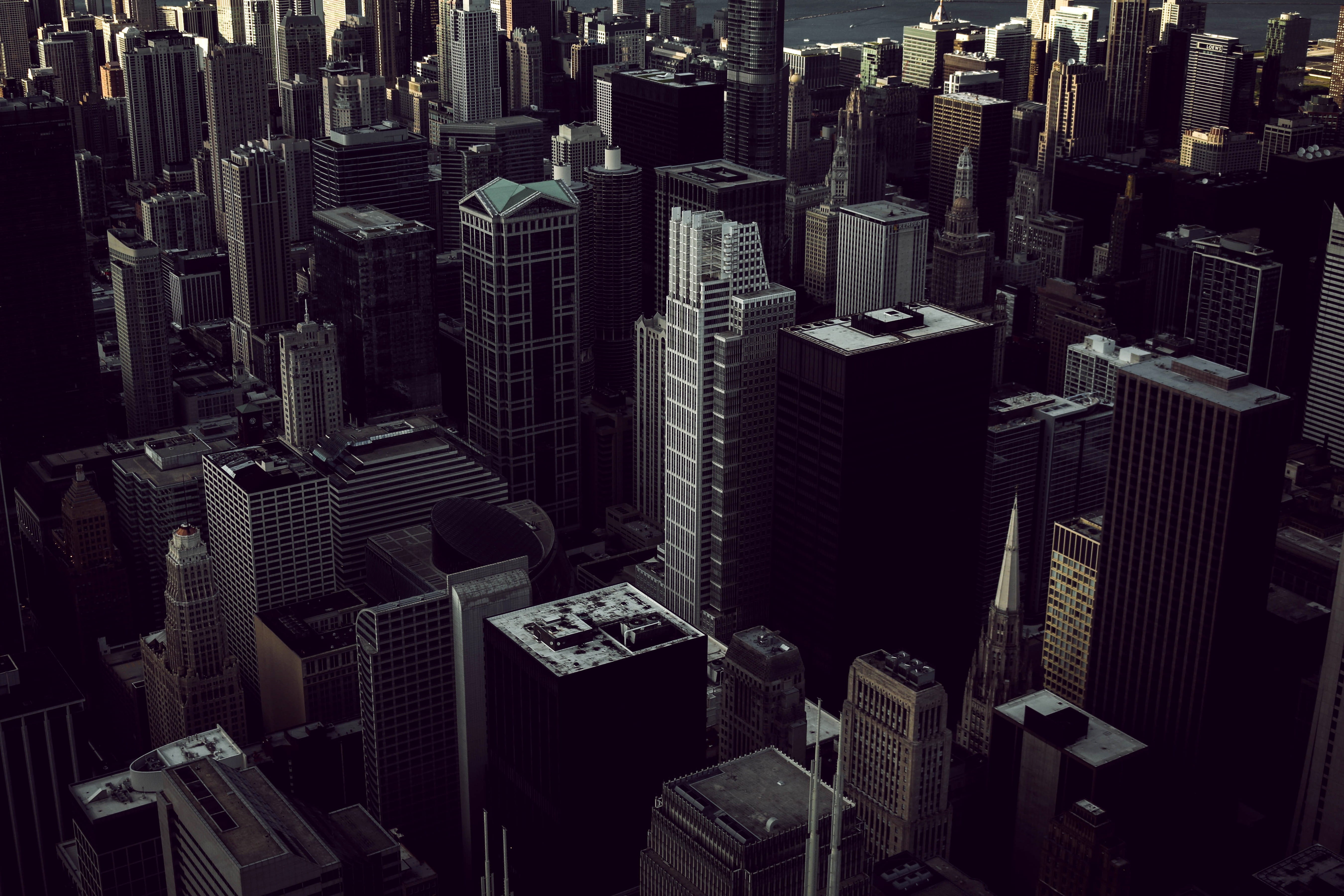 building exterior, tower, birds eye, built structure, urban, chi, high angle view, building, full frame, empire, backgrounds, windy city, downtown, chicago, HD Wallpaper