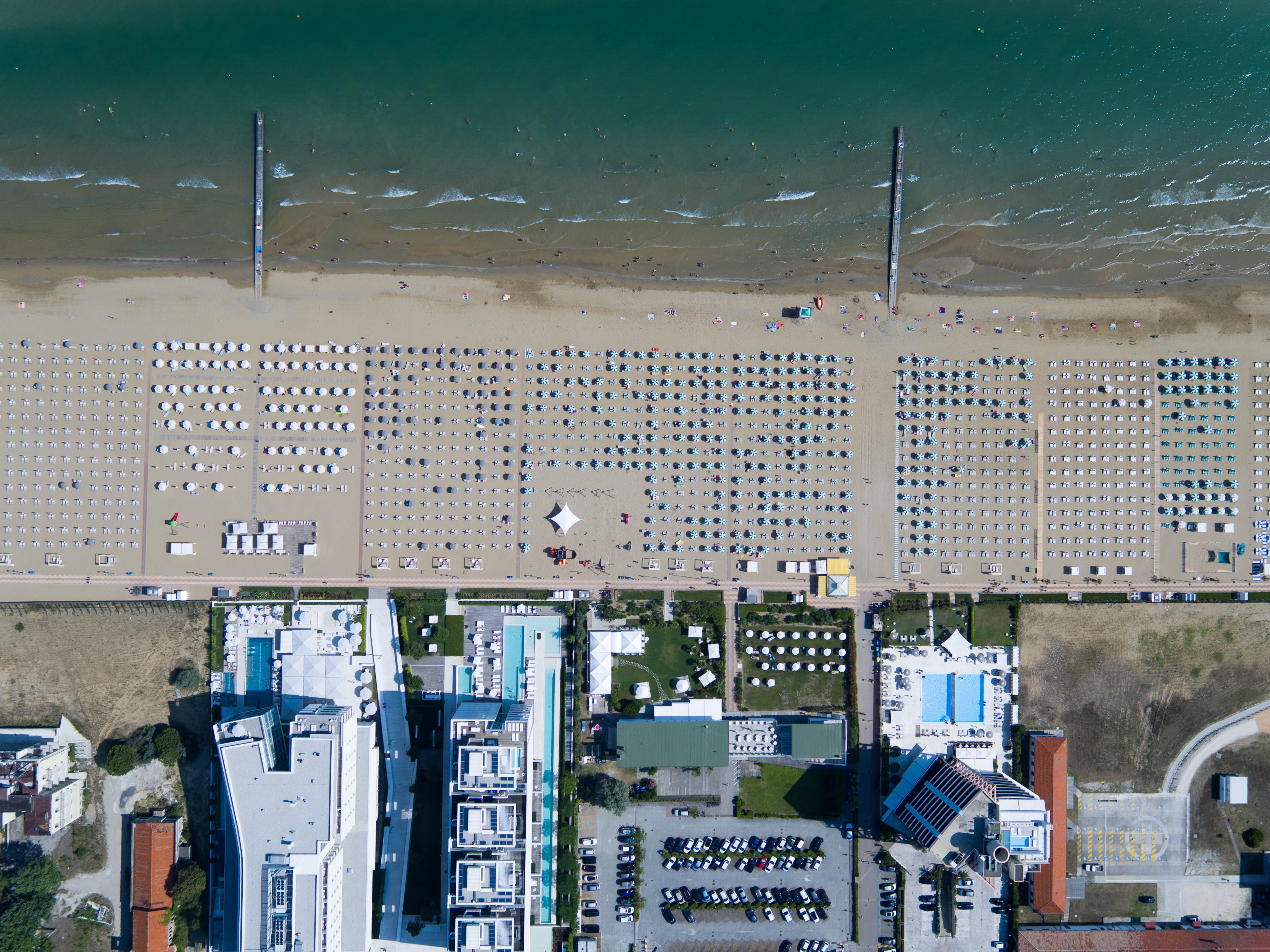 transportation, architecture, day, cityscape, venice, photography, s, bird, coastline, nature, aerial, areal, water, city, beach, jesolo, car, aerial view, HD Wallpaper