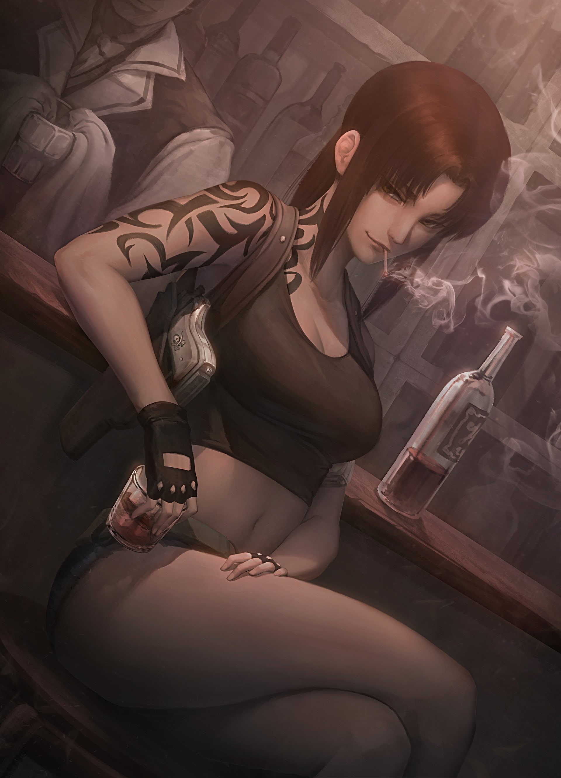 2K, Anime Girls, Revy, Black Lagoon, anime, Phone HD Wallpaper