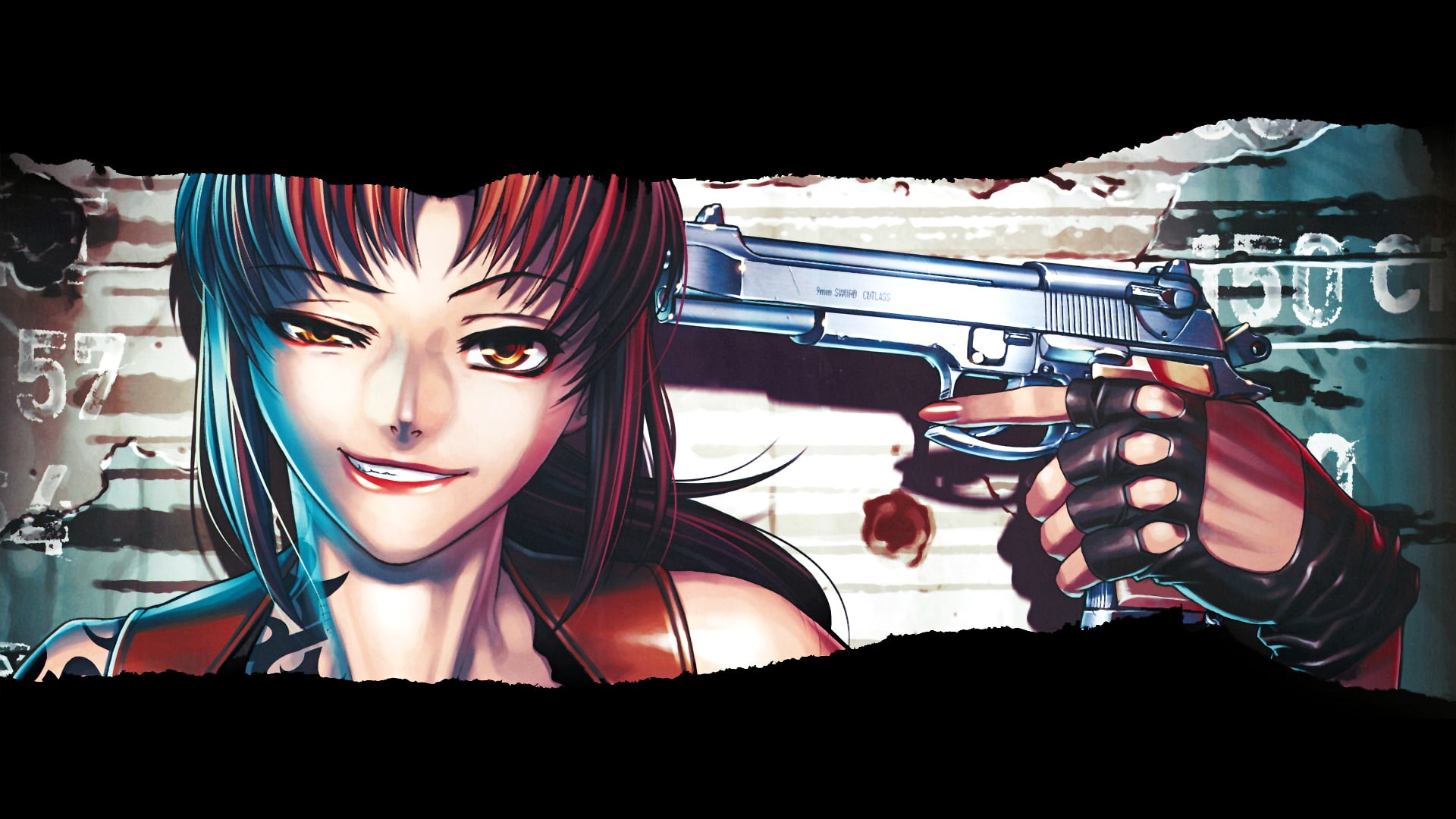 indoors, adult, 1080P, lifestyles, portrait, fashion, Black Lagoon, human representation, front view, women, one person, beautiful woman, Revy, headshot, HD Wallpaper