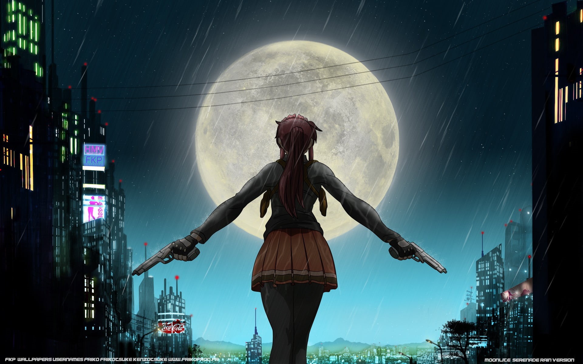 illustration, casual clothing, pistol, character, nature, rear view, lifestyles, two, building exterior, standing, sky, Black Lagoon, leisure activity, HD Wallpaper