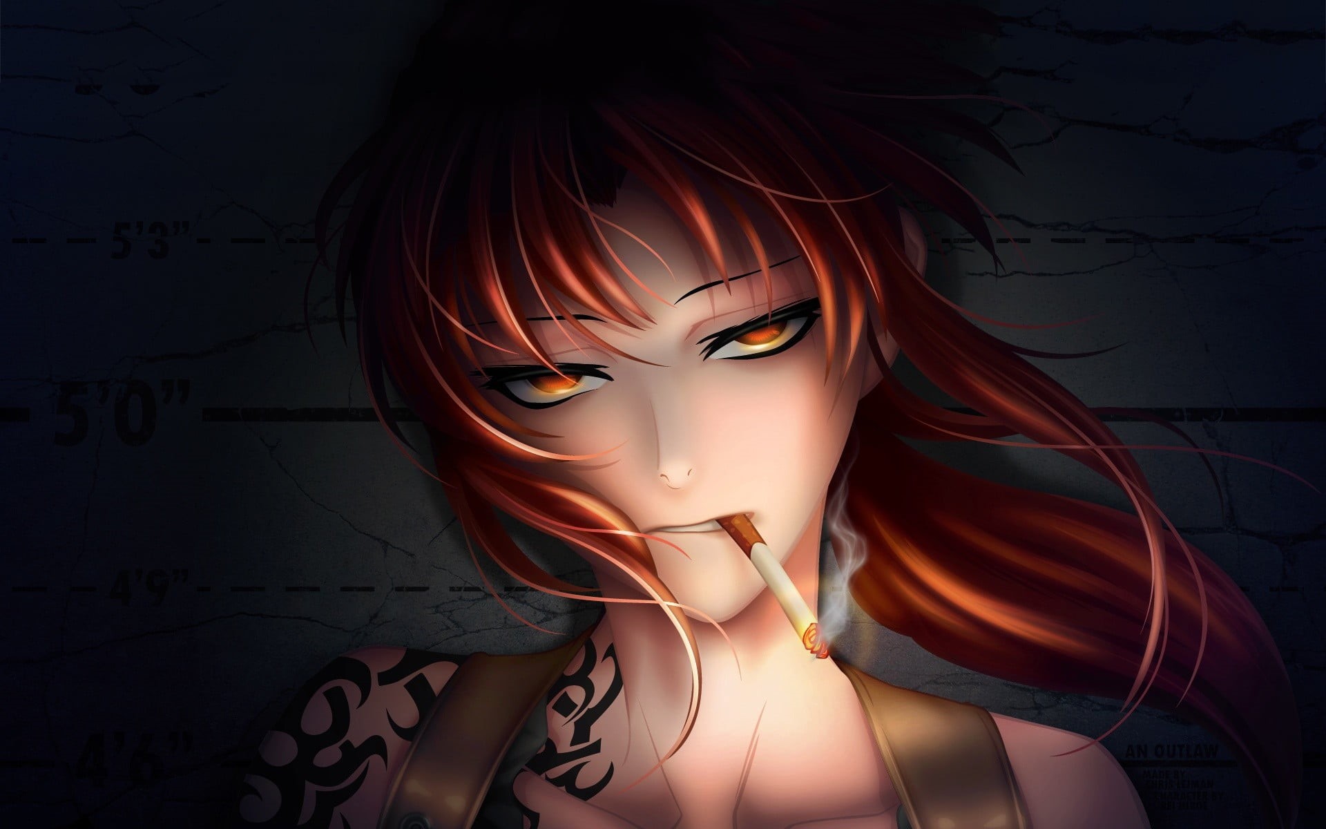 Black Lagoon, young women, lifestyles, Revy, hairstyle, looking at camera, illuminated, hair, fashion, indoors, 1080P, young adult, one person, light - natural phenomenon, HD Wallpaper