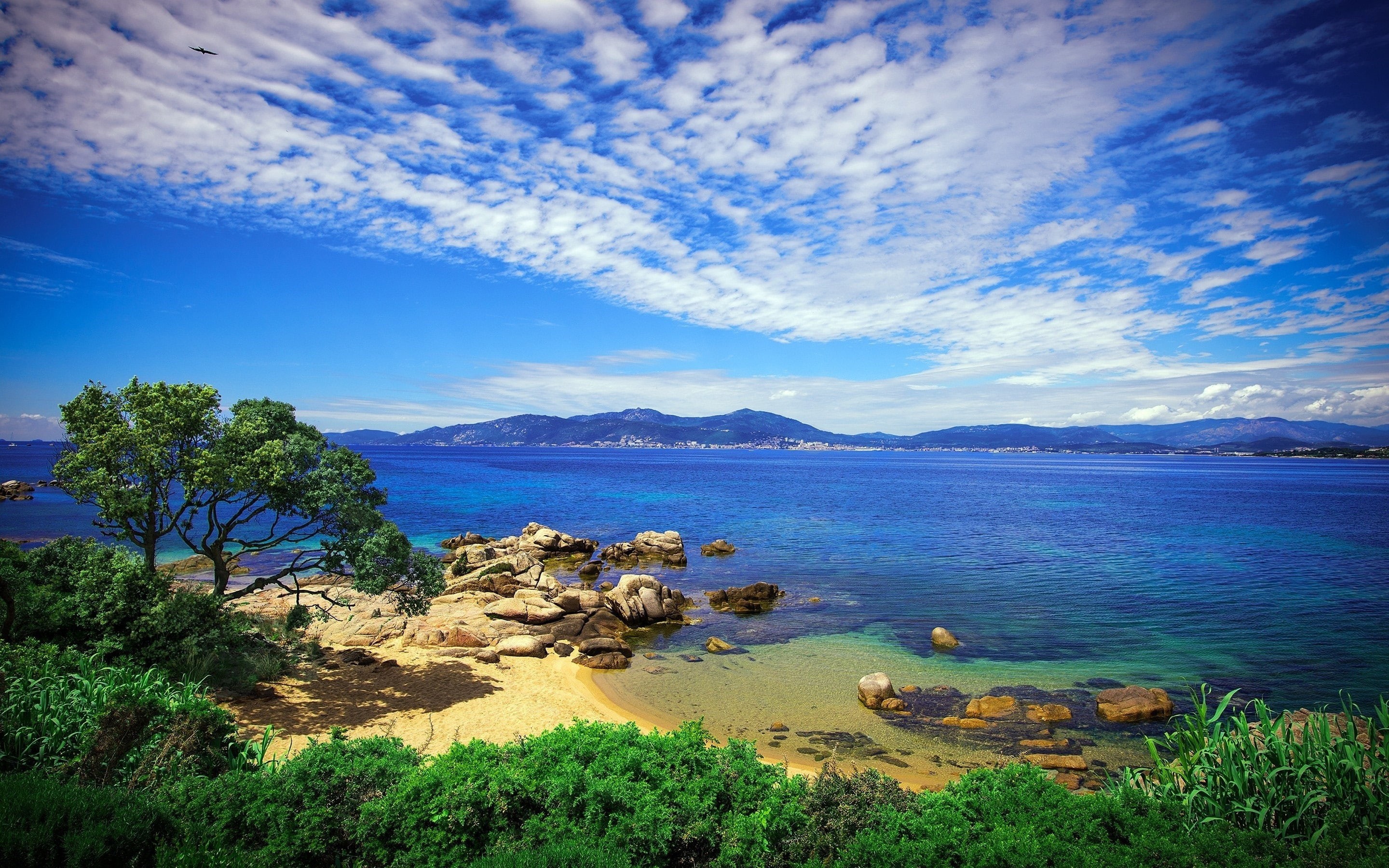 island, corsica, beach, photo, france, porticcio, hd, 2K, coast, mobile, phone, HD Wallpaper