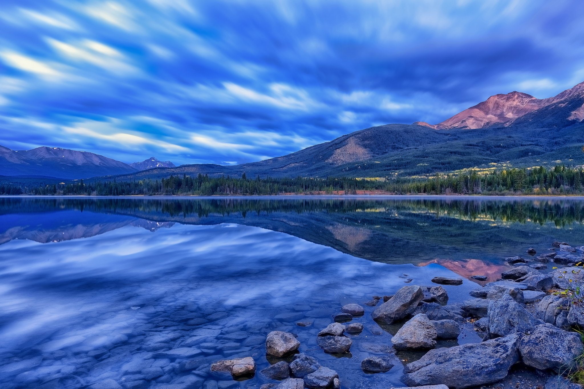 pyramid, park, alberta, national, lake, mountains, 1080P, reflection, canada, jasper, rocks, HD Wallpaper